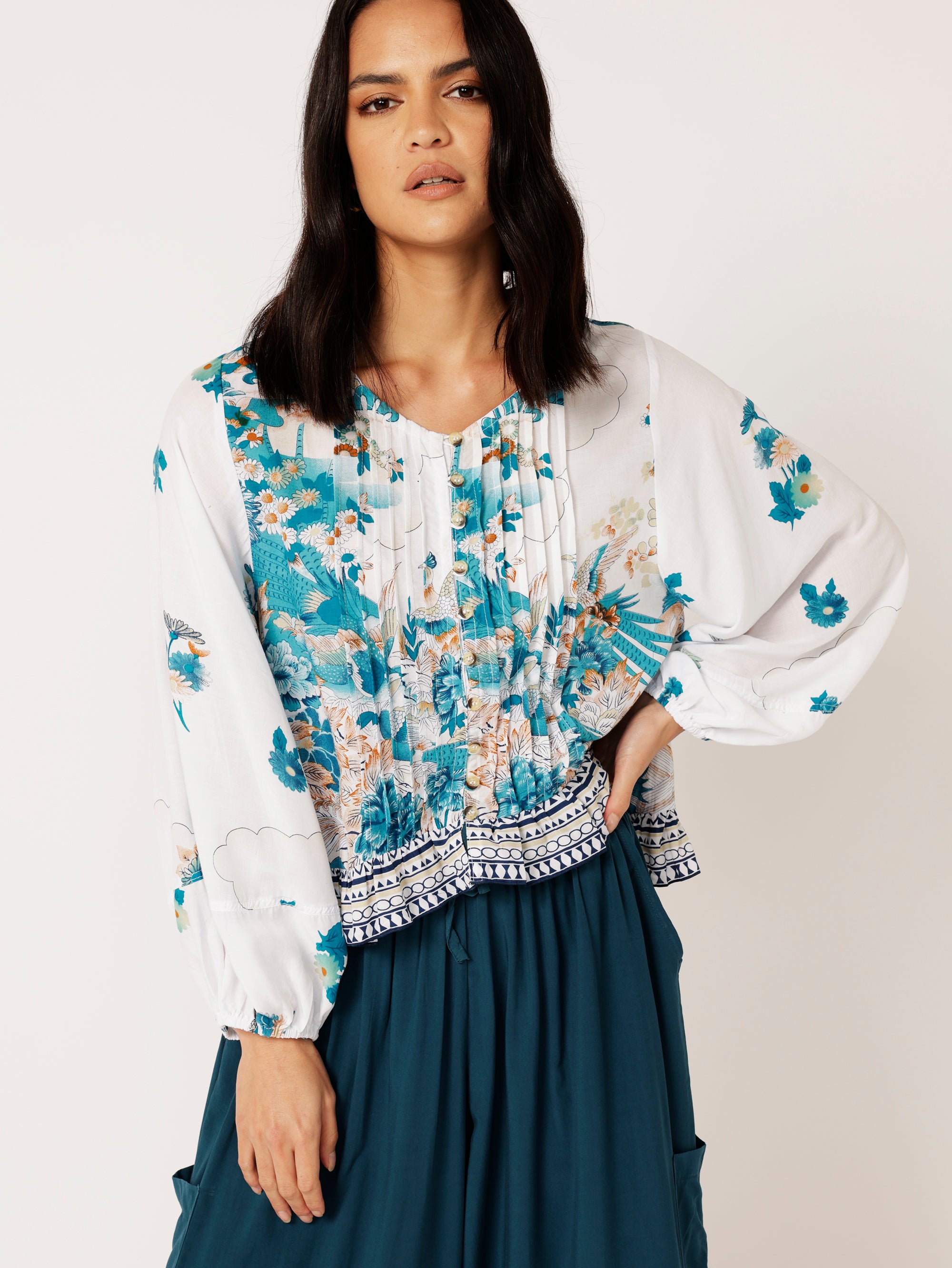 Lily Rose Top | Tokyo Teal - Saffron Road