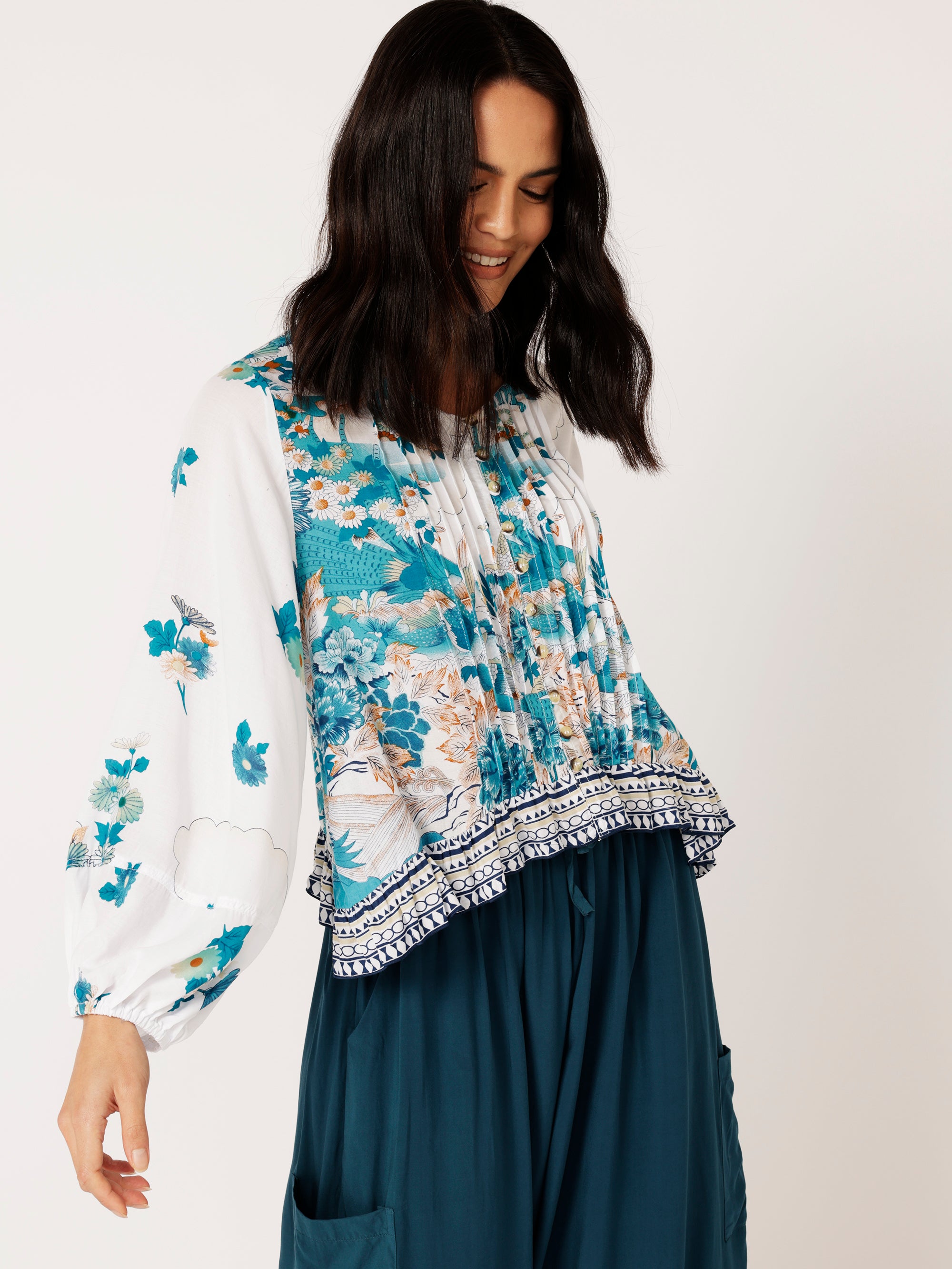 Lily Rose Top | Tokyo Teal - Saffron Road