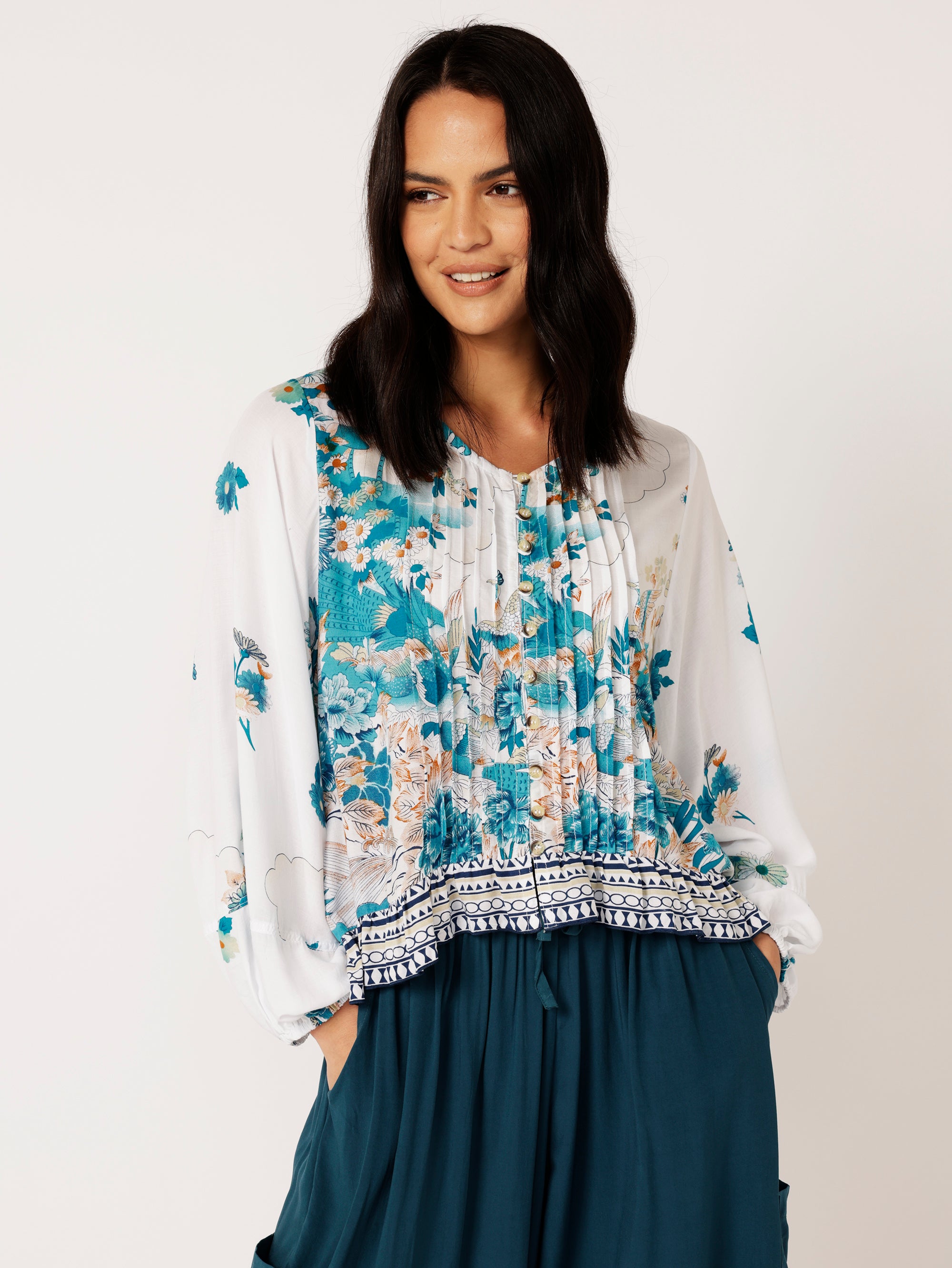 Lily Rose Top | Tokyo Teal - Saffron Road