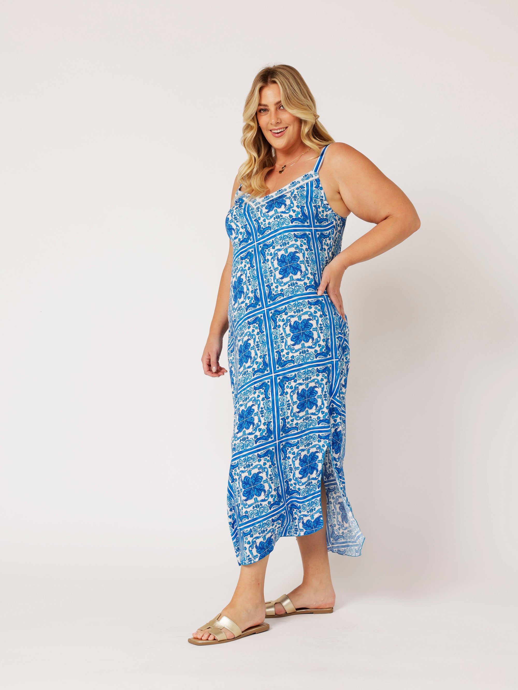 Slip Dress MAXI | Bias Cut | Amalfi Blue - Saffron Road