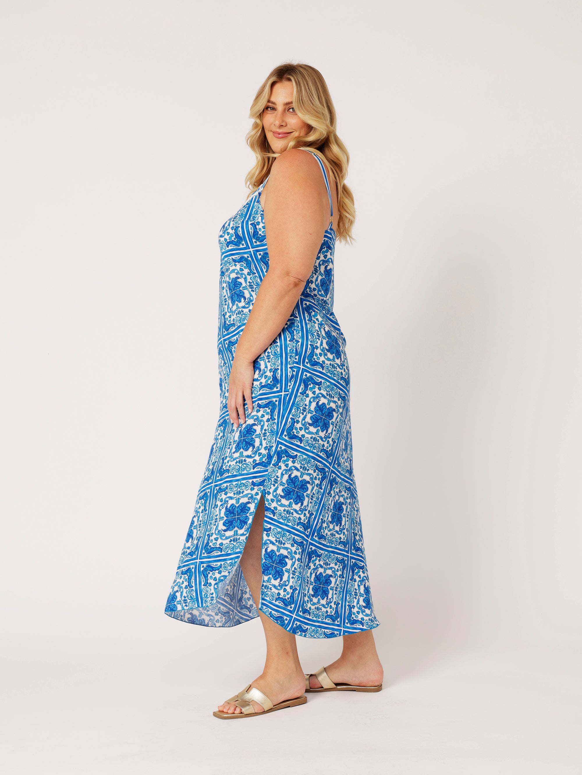 Slip Dress MAXI | Bias Cut | Amalfi Blue - Saffron Road