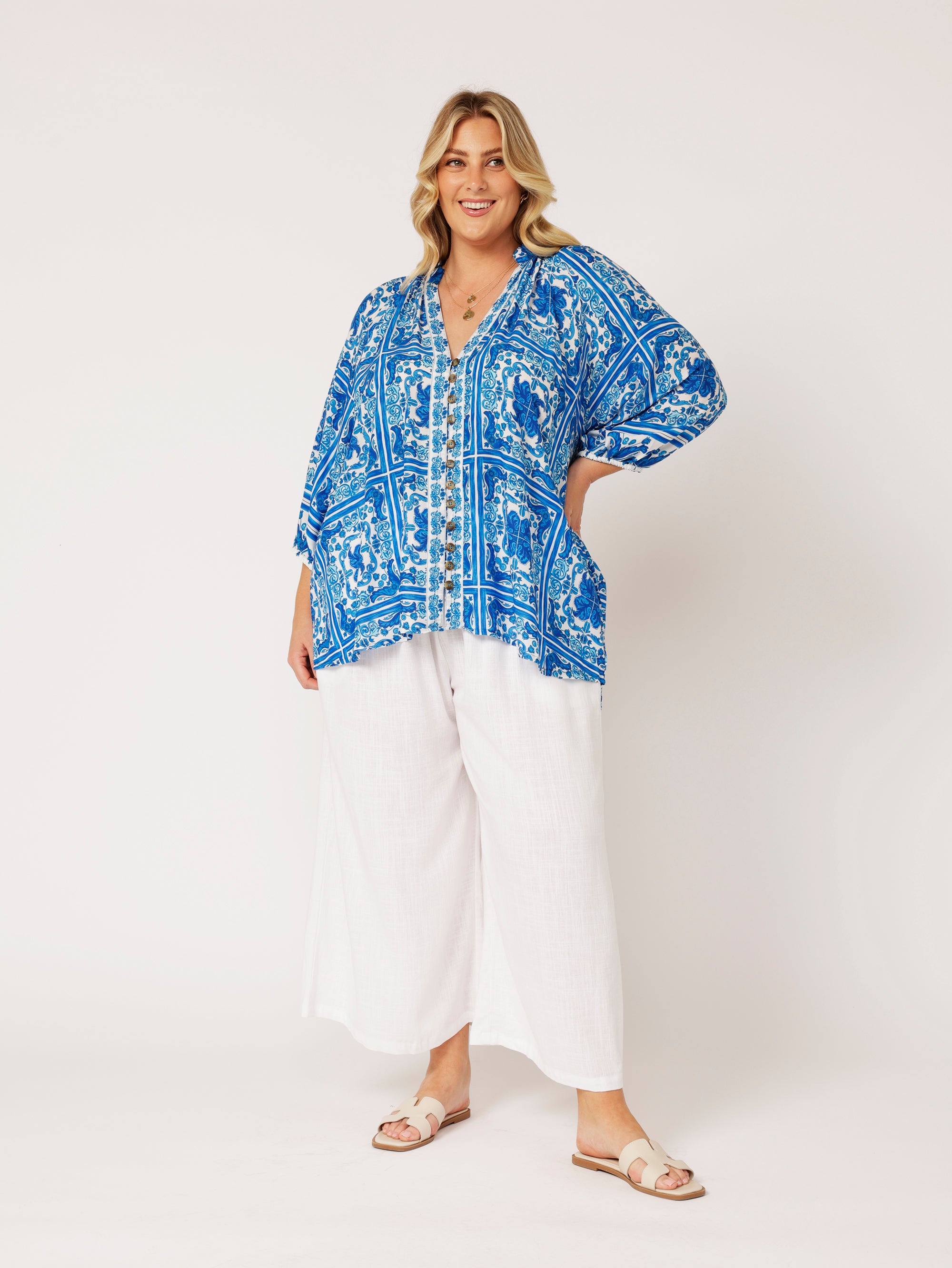 Take Me Away Blouse | Amalfi Blue - Saffron Road