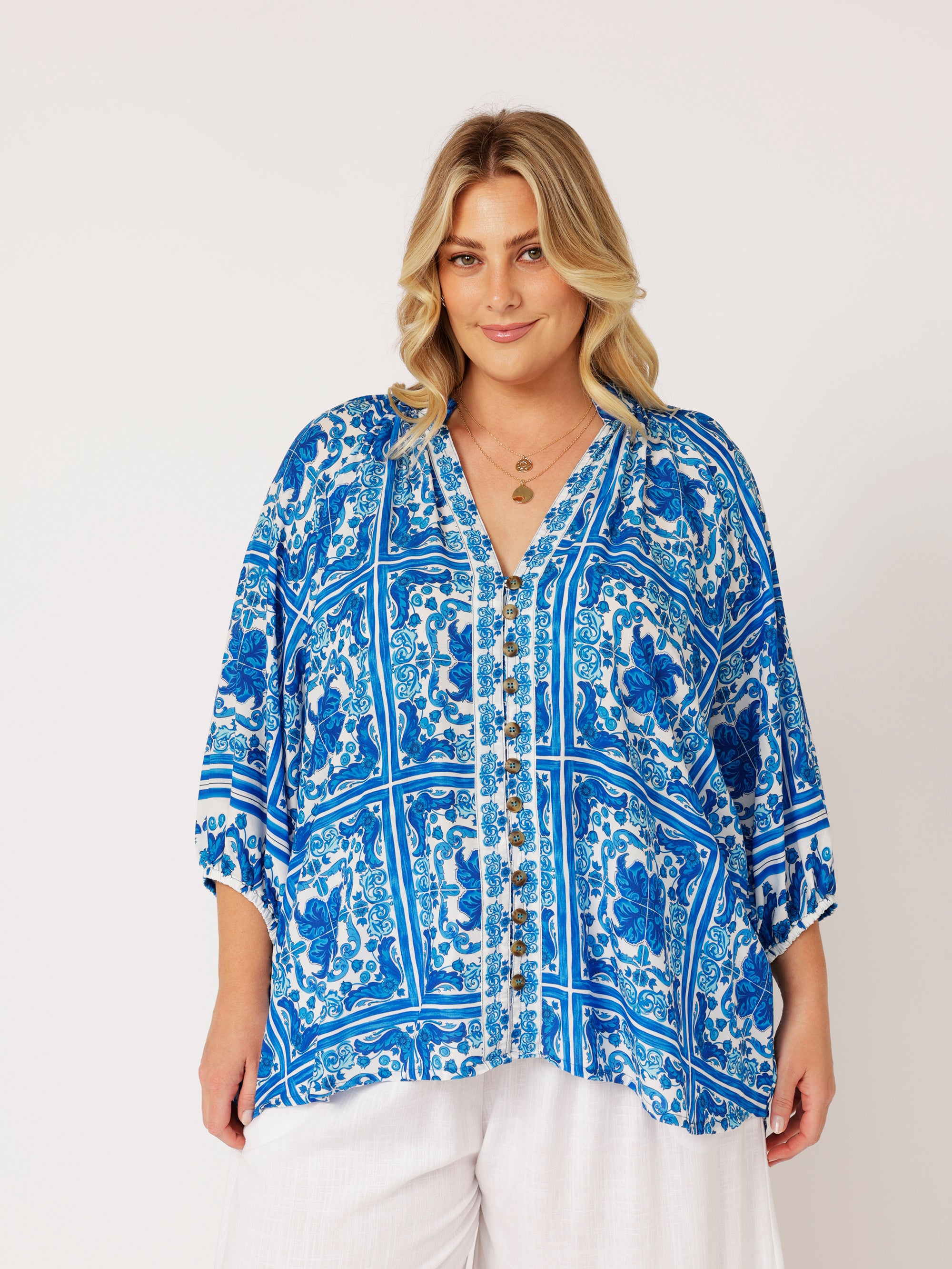 Take Me Away Blouse | Amalfi Blue - Saffron Road