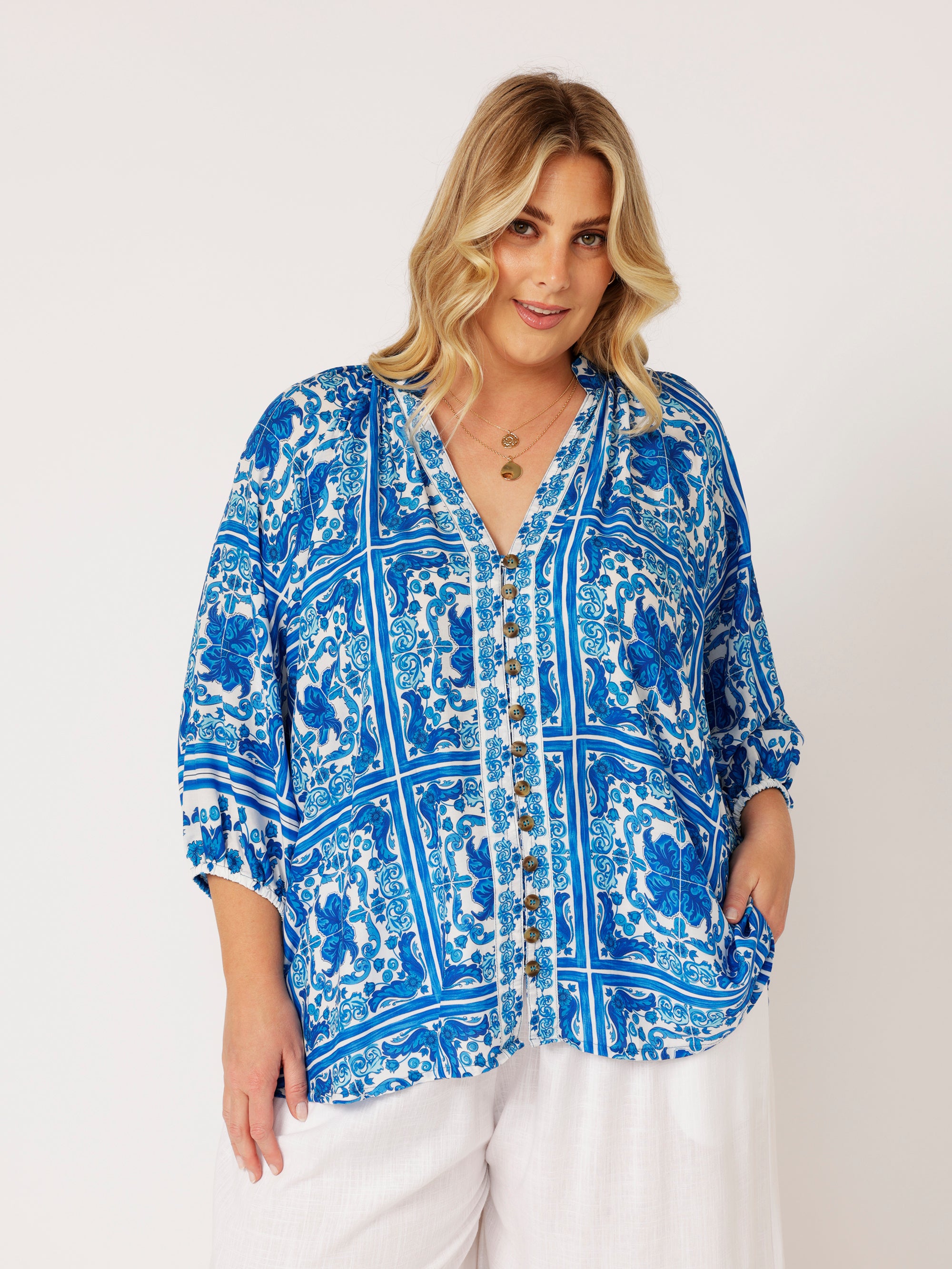 Take Me Away Blouse | Amalfi Blue - Saffron Road