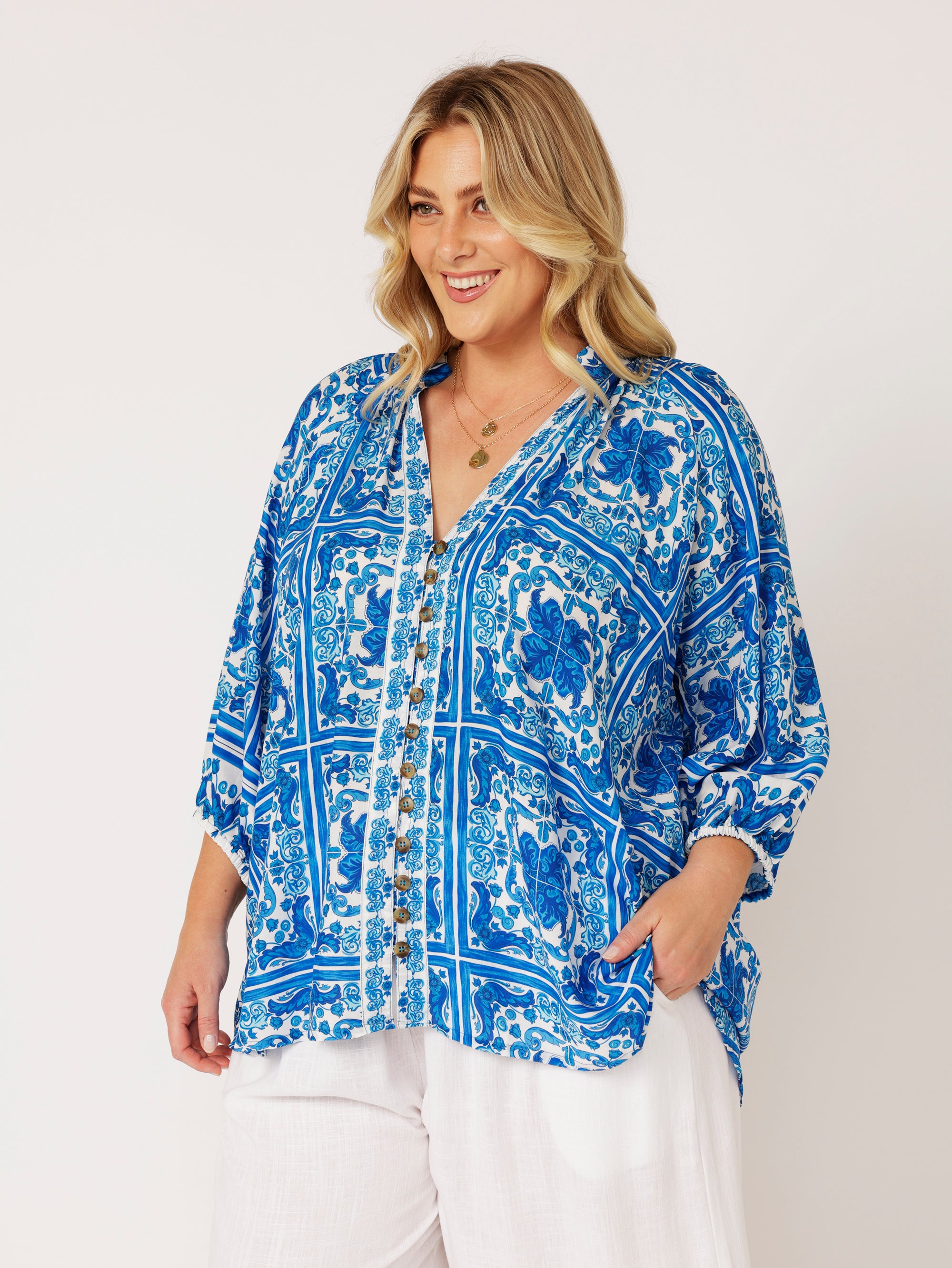 Take Me Away Blouse | Amalfi Blue - Saffron Road