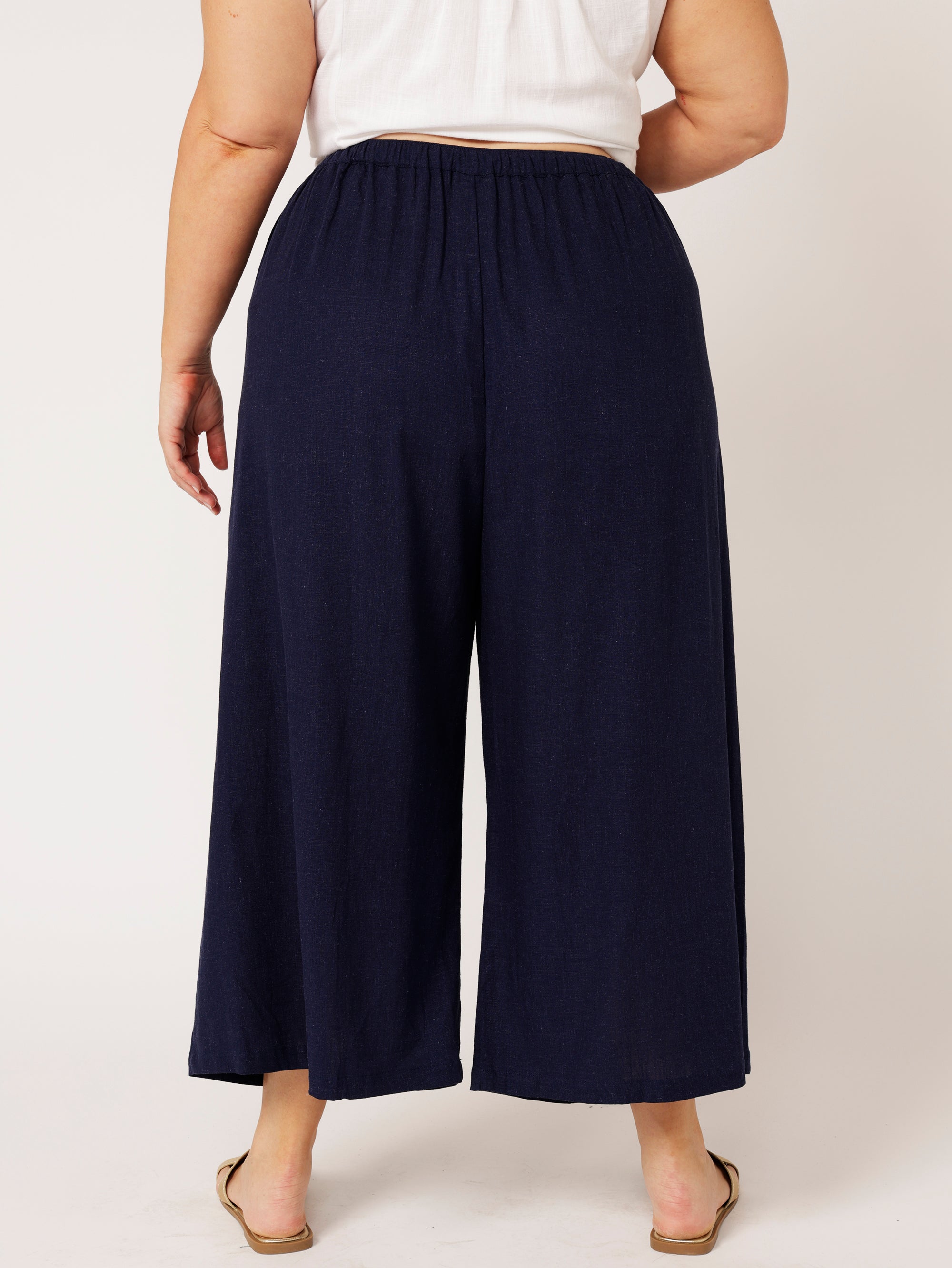 Island Pant | Navy | Linen Viscose - Saffron Road