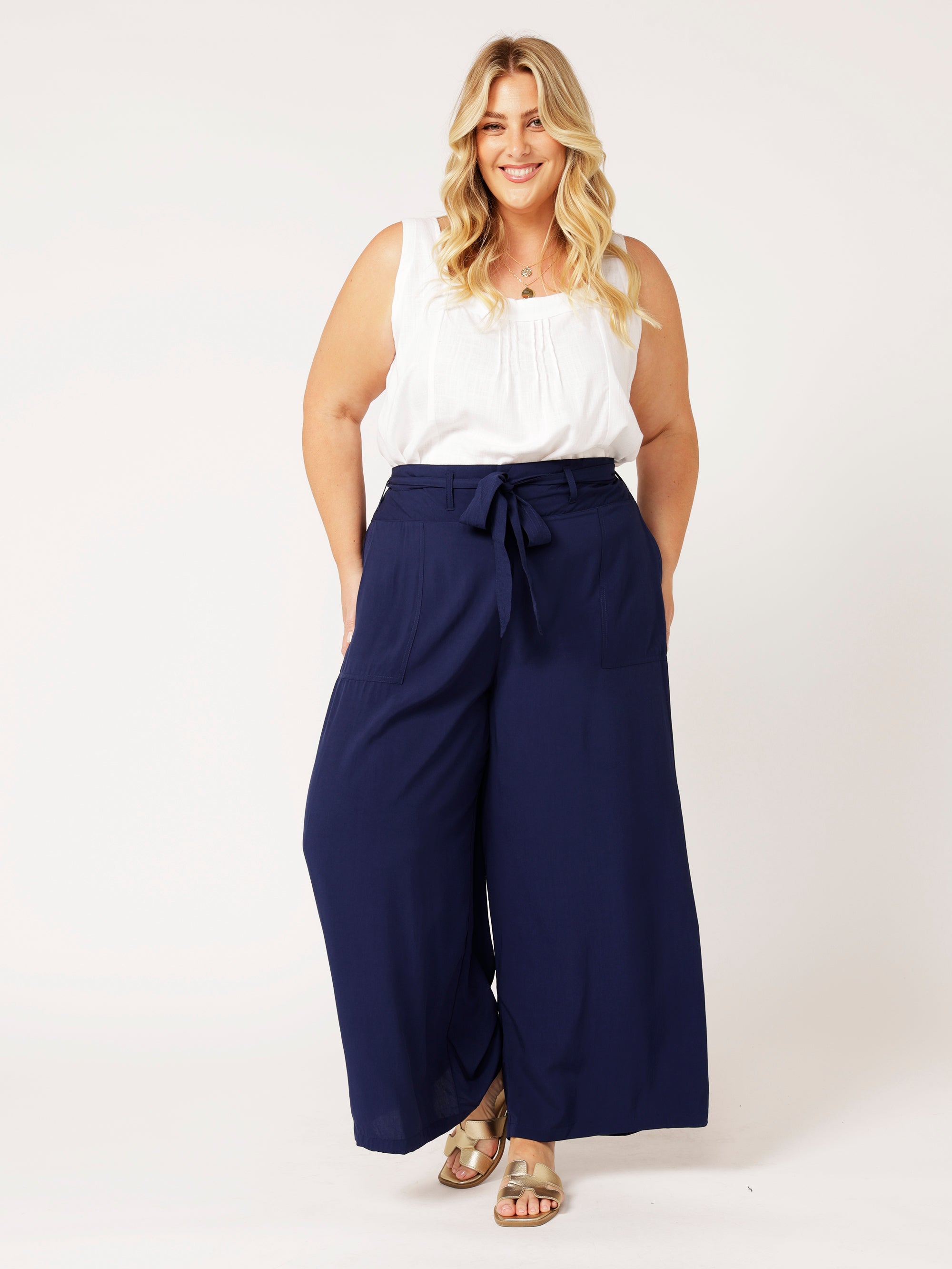 High Waisted Lounge Pant | Navy - Saffron Road