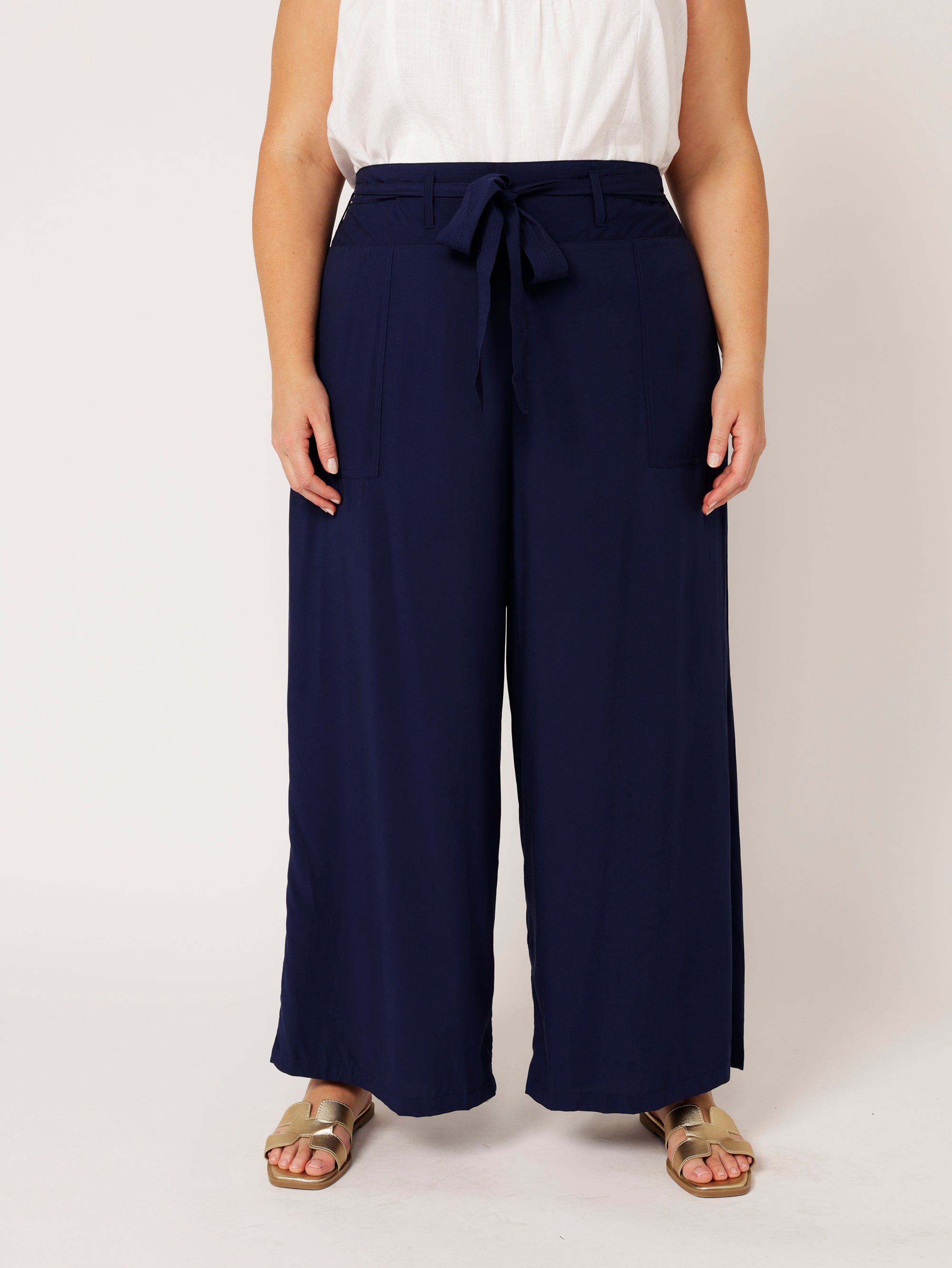 High Waisted Lounge Pant | Navy - Saffron Road