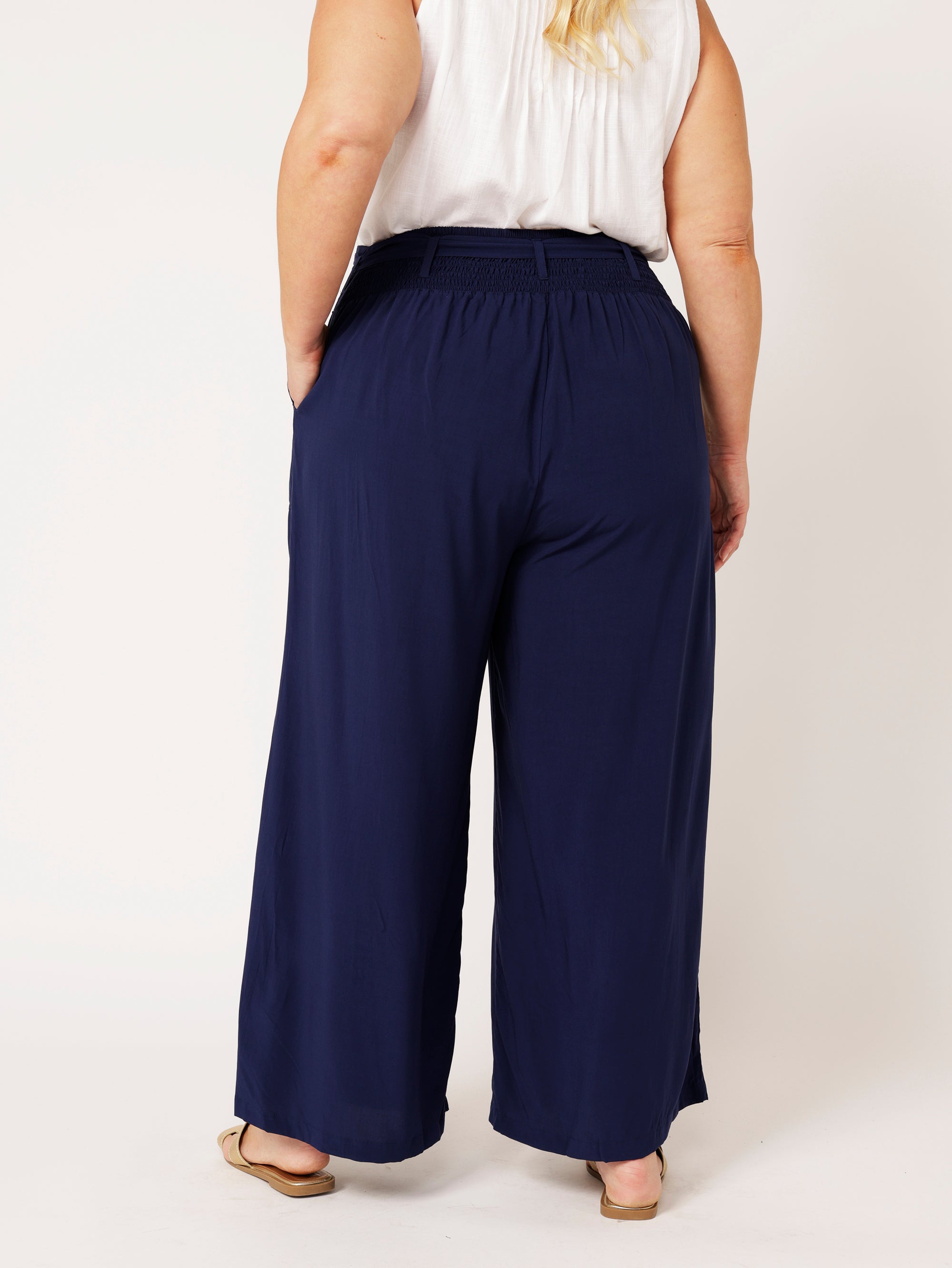 High Waisted Lounge Pant | Navy - Saffron Road