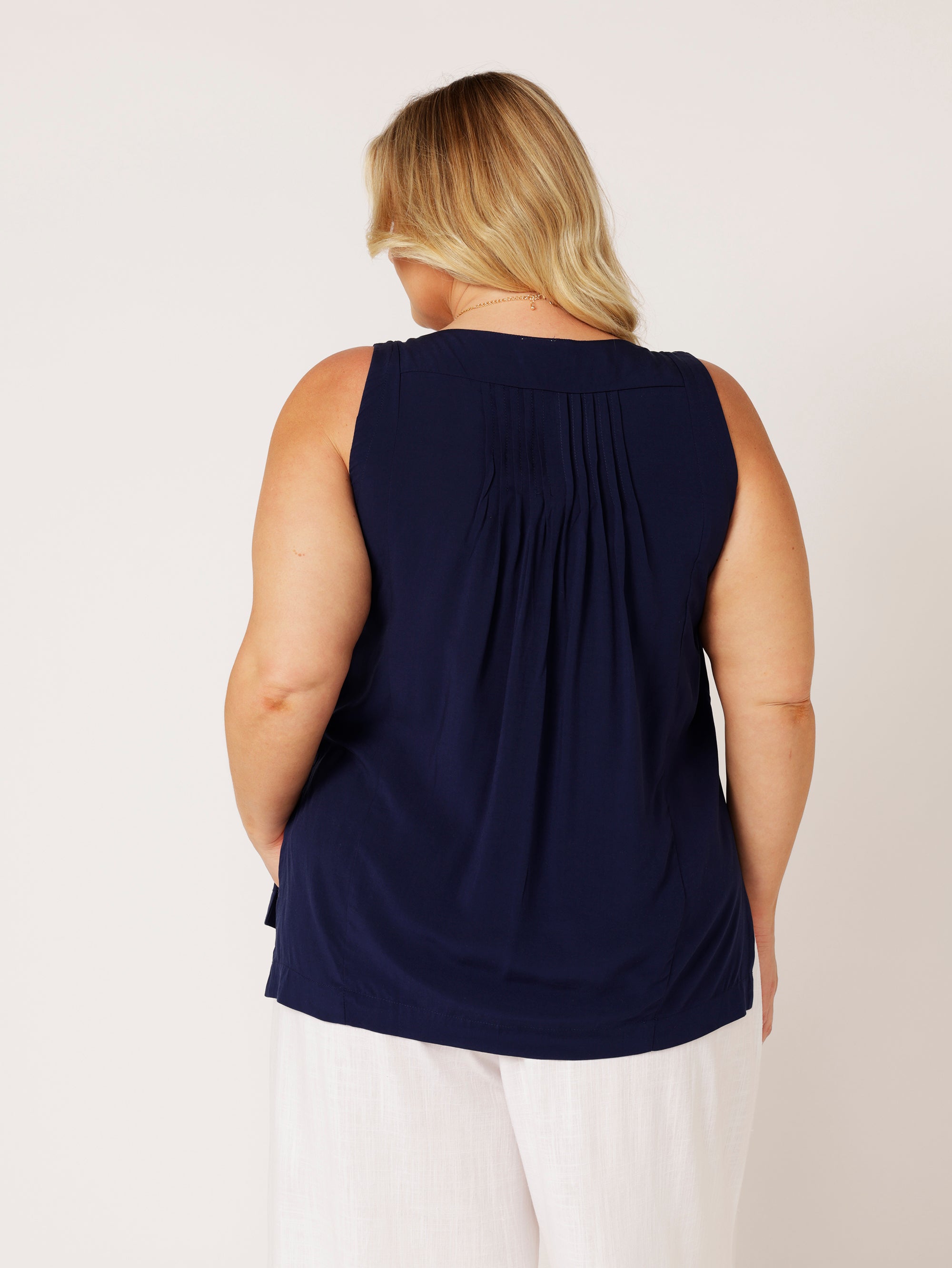 Lotus Tank LONG | Navy - Saffron Road