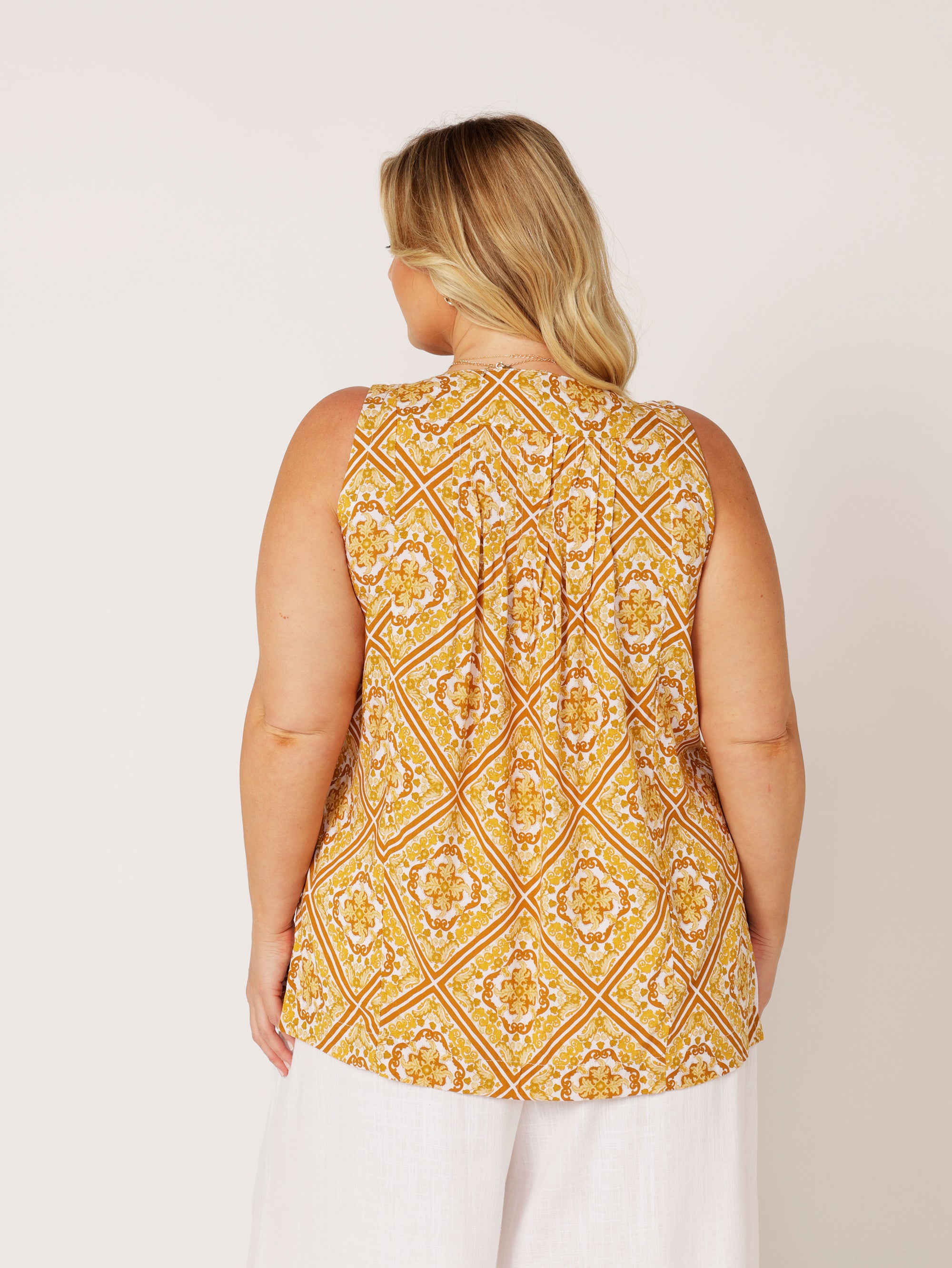 Lotus Tank LONG | Golden Tile - Saffron Road