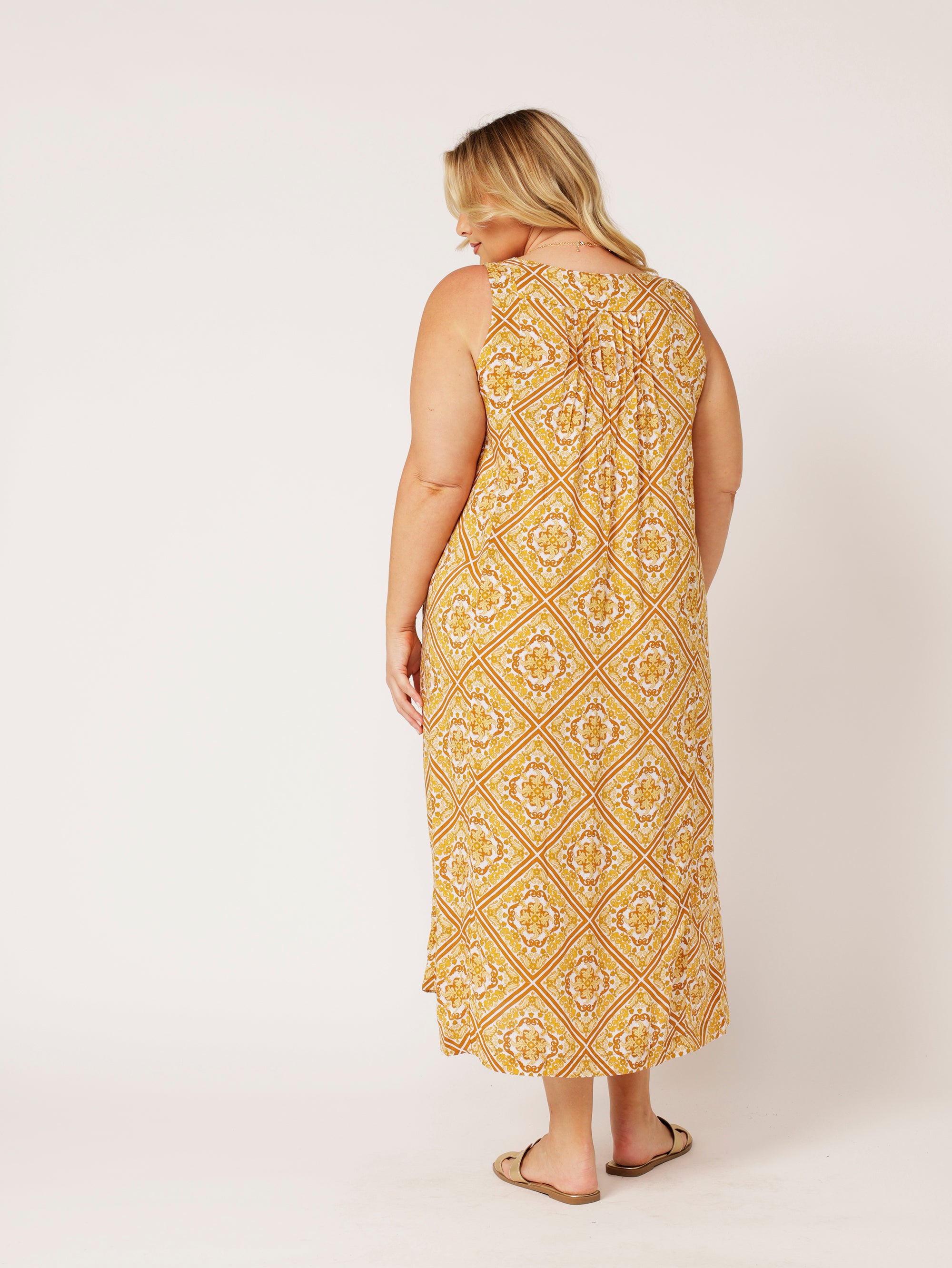 Lotus Dress | Golden Tile - Saffron Road