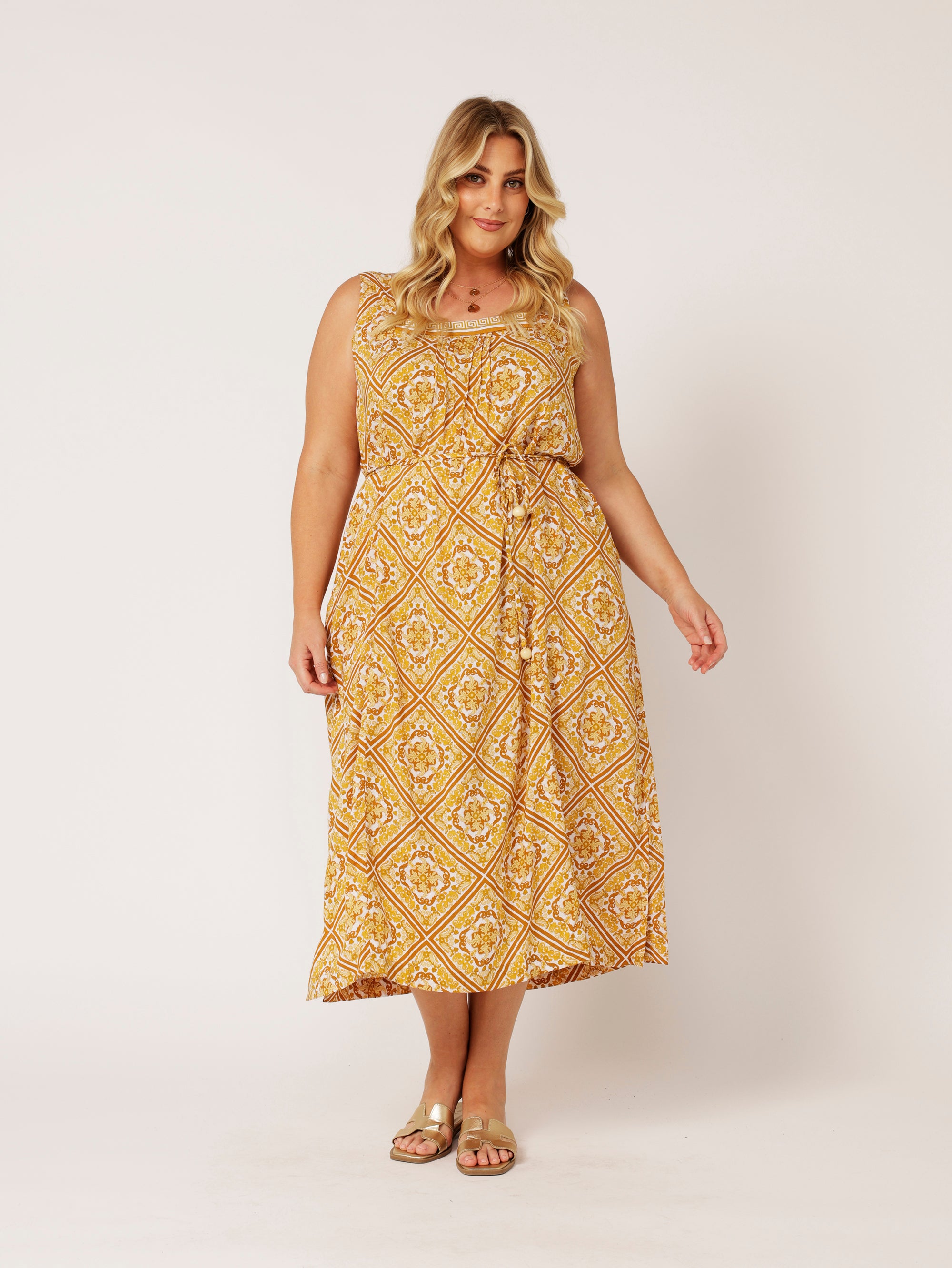 Lotus Dress | Golden Tile - Saffron Road