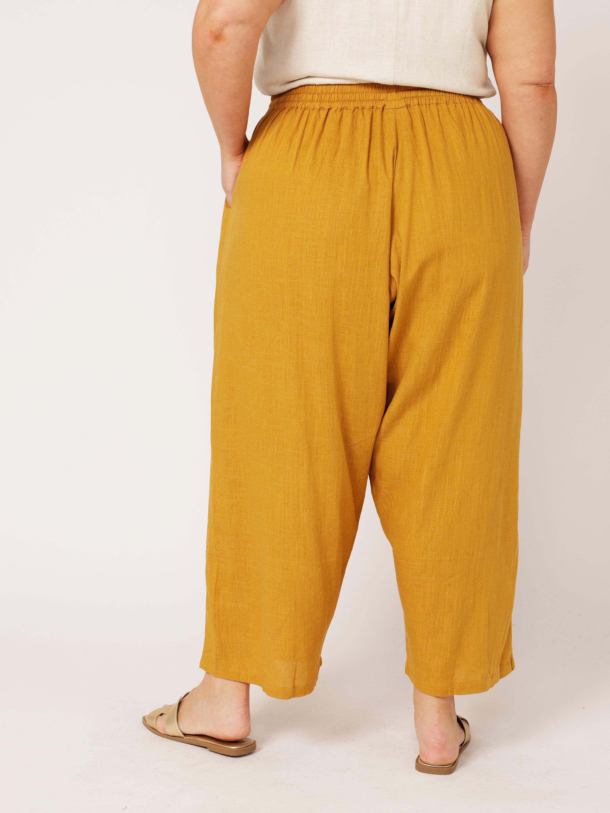 Nirvana Pant | Mustard | Viscose Linen - Saffron Road