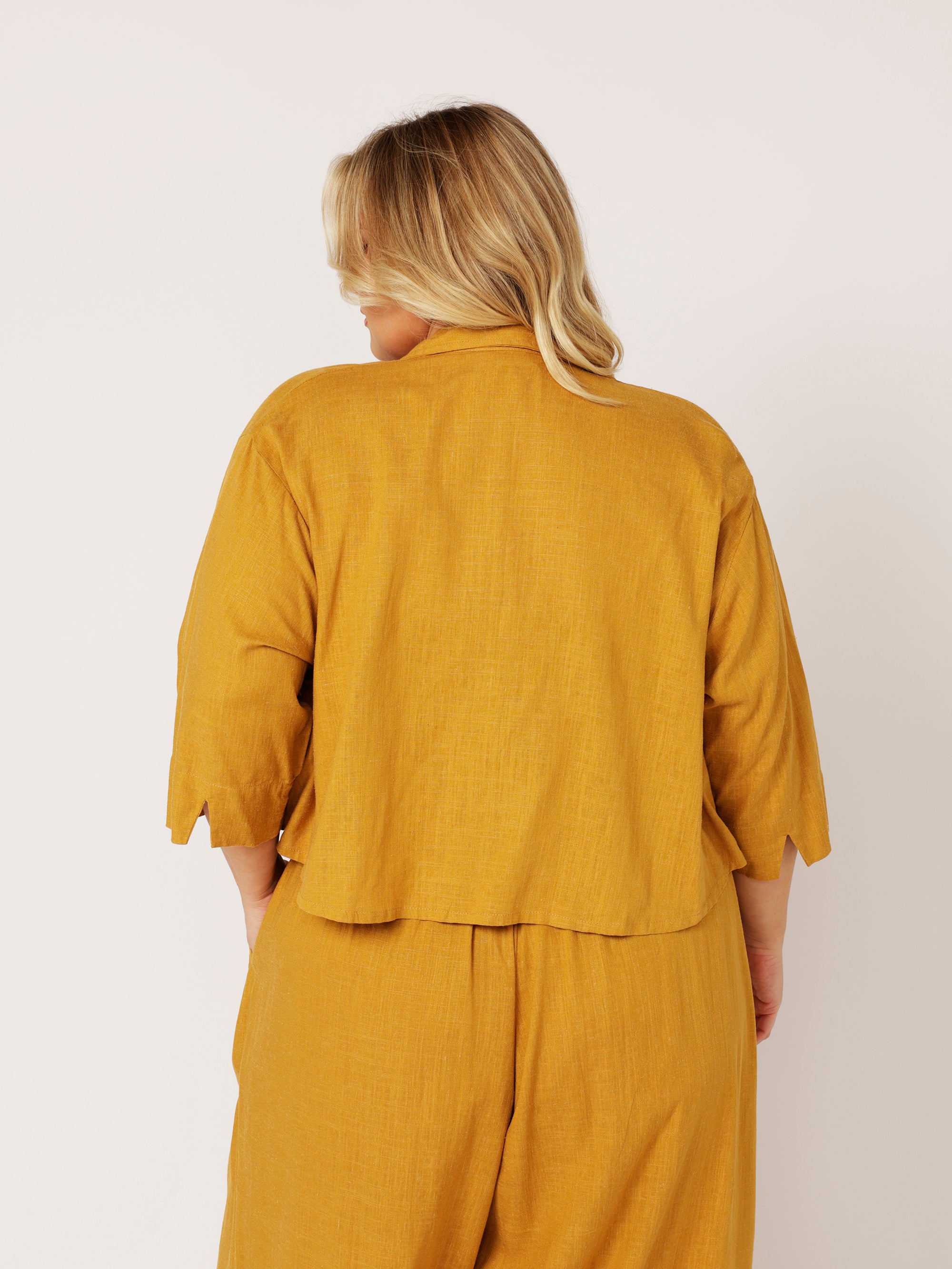 Mini Willow Shirt LS | Mustard | Linen Viscose - Saffron Road