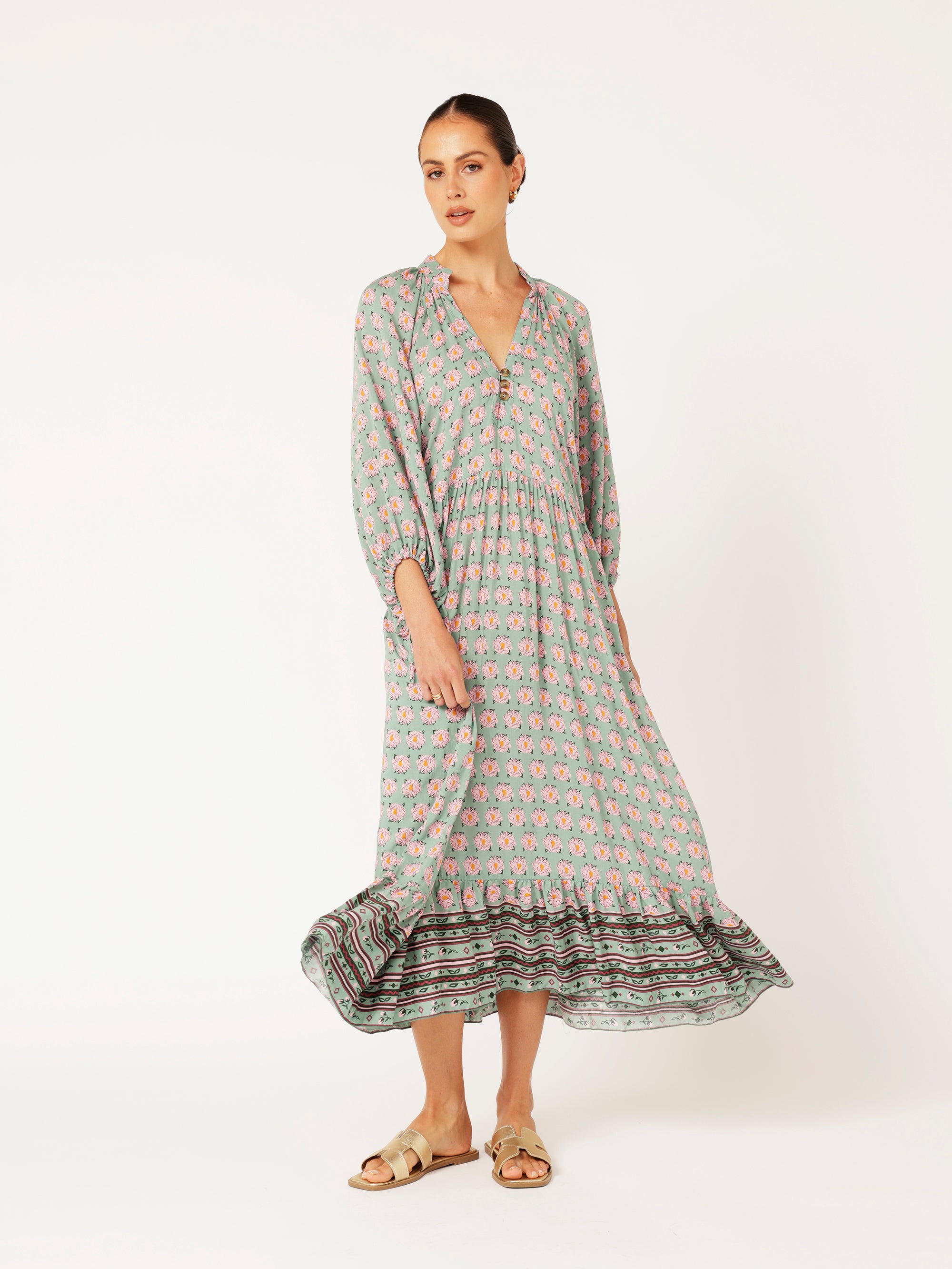 Athena Dress | Sage Peony - Saffron Road