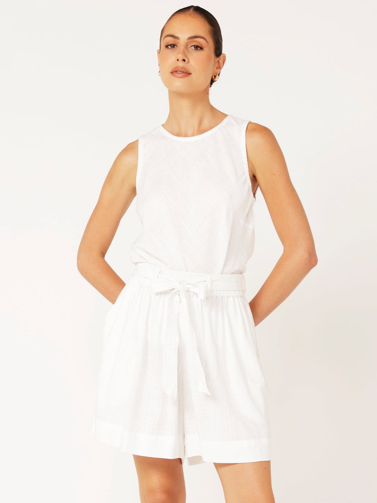 Belted Short | Off White | Viscose Linen - Saffron Road