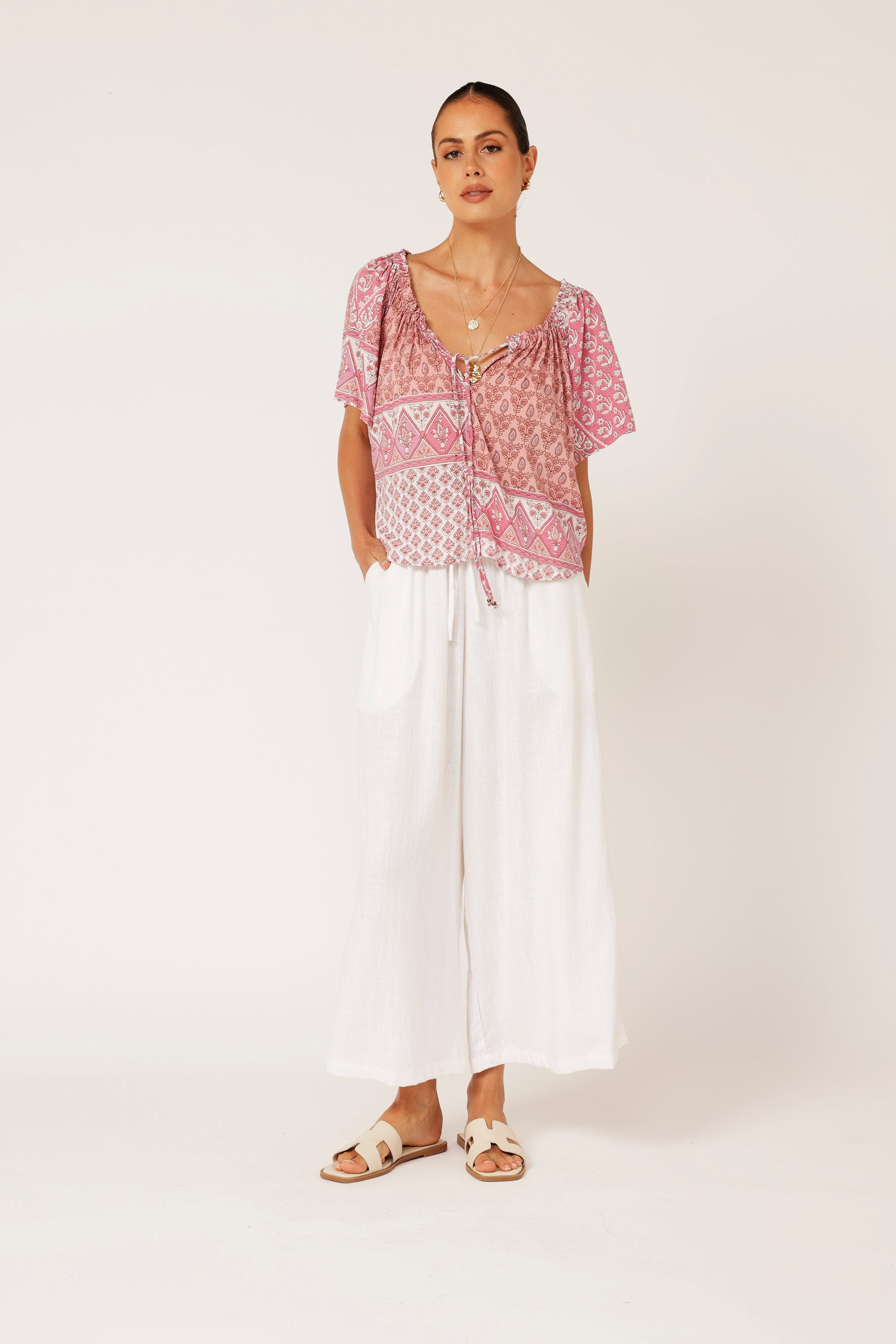 Festival Top | Pink Meadow - Saffron Road