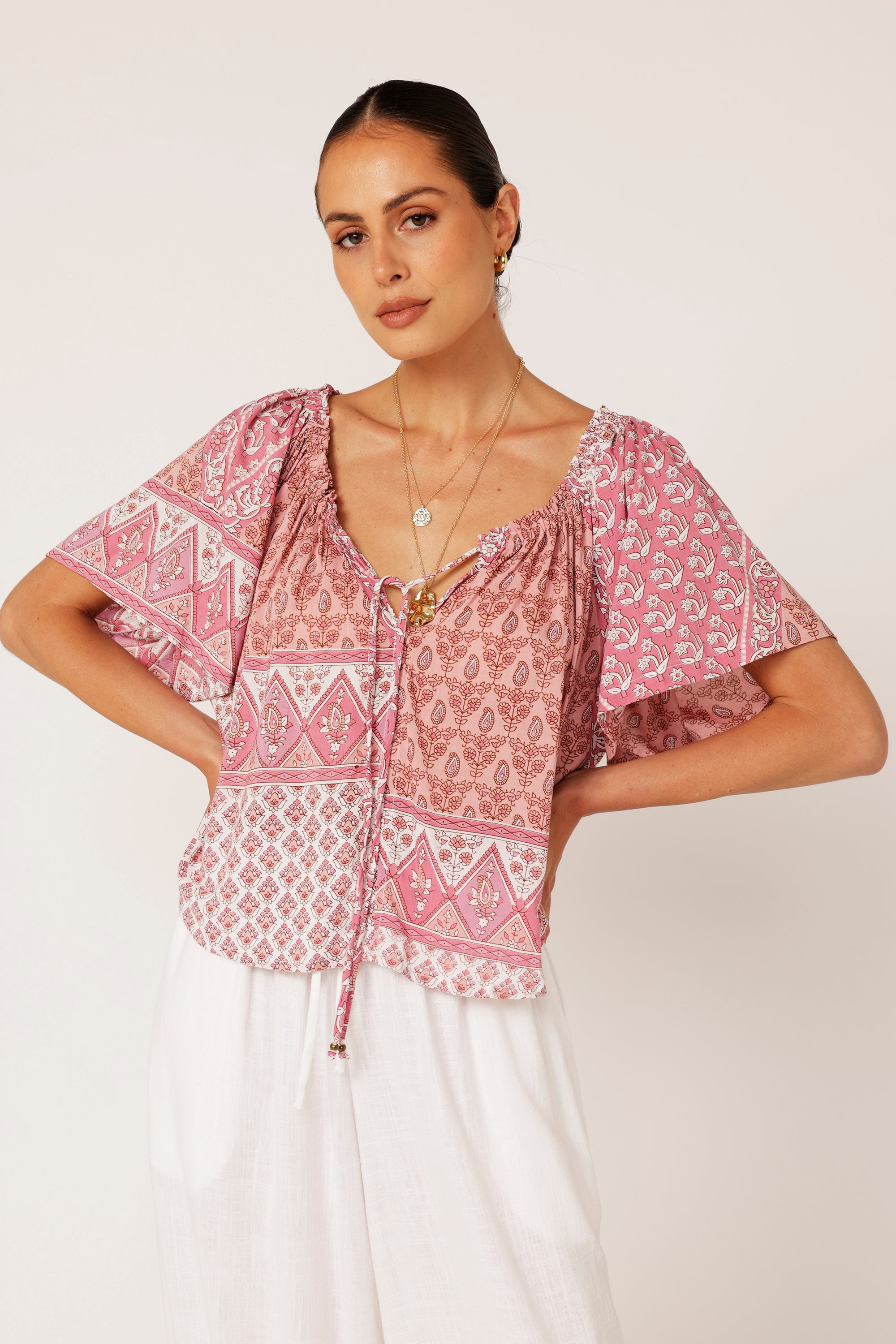 Festival Top | Pink Meadow - Saffron Road