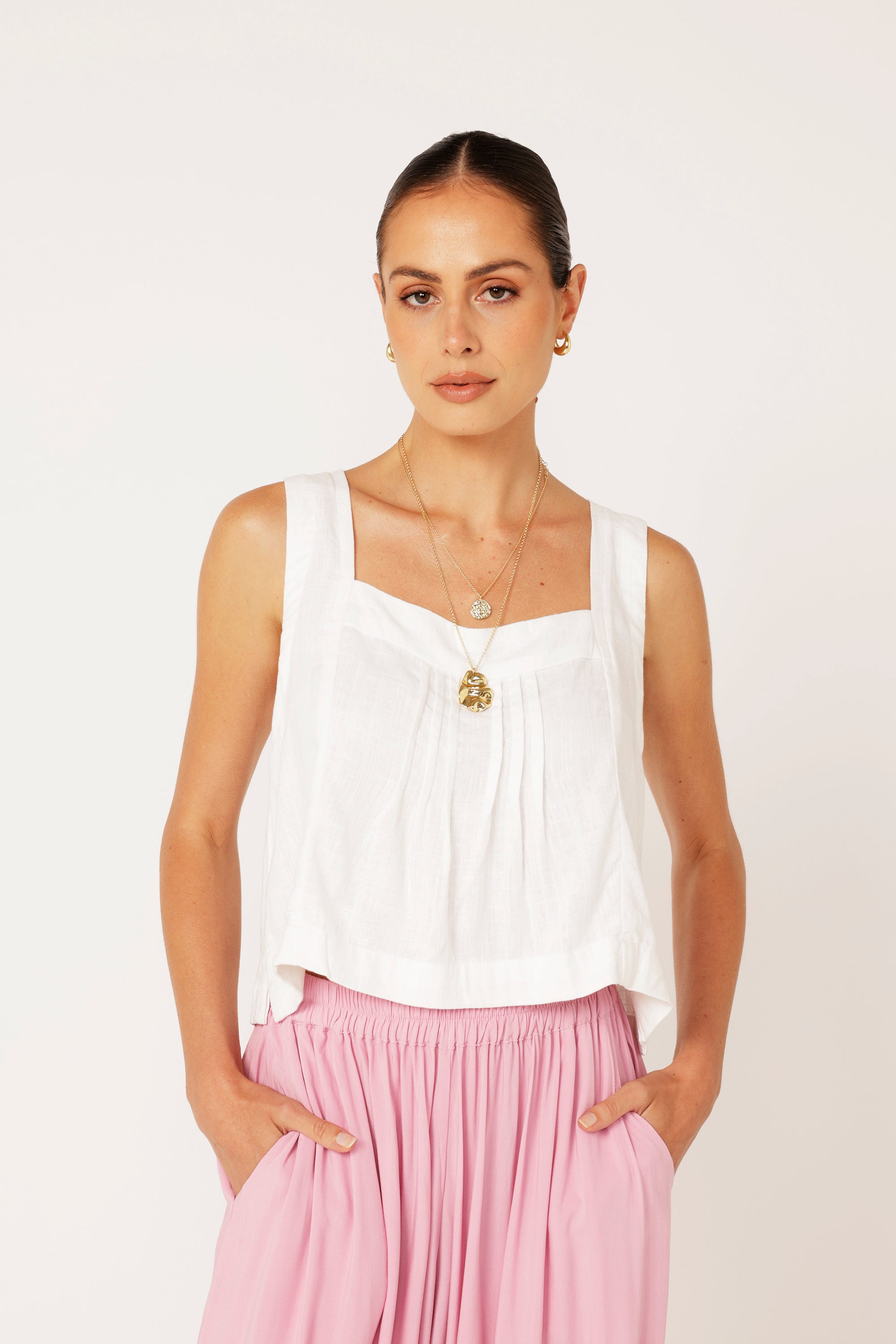 Lotus Tank | Off White | Viscose Linen - Saffron Road