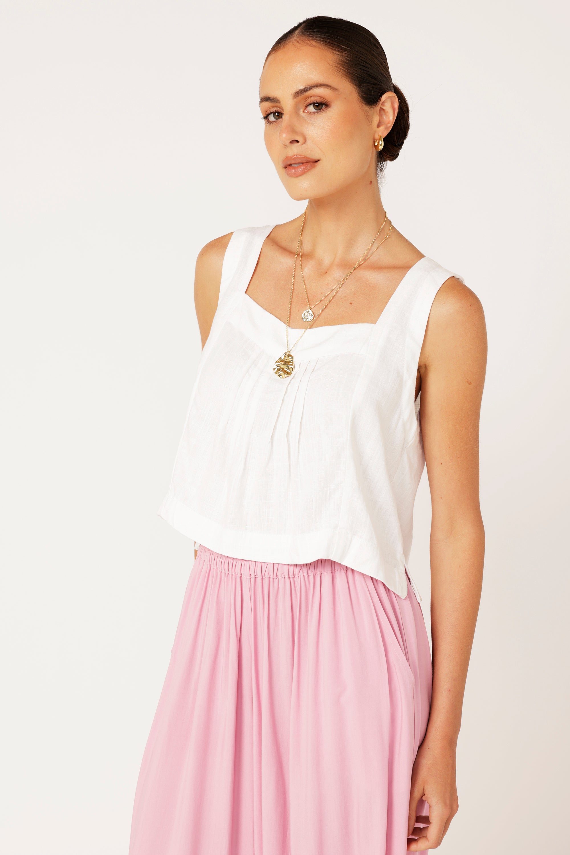 Lotus Tank | Off White | Viscose Linen - Saffron Road