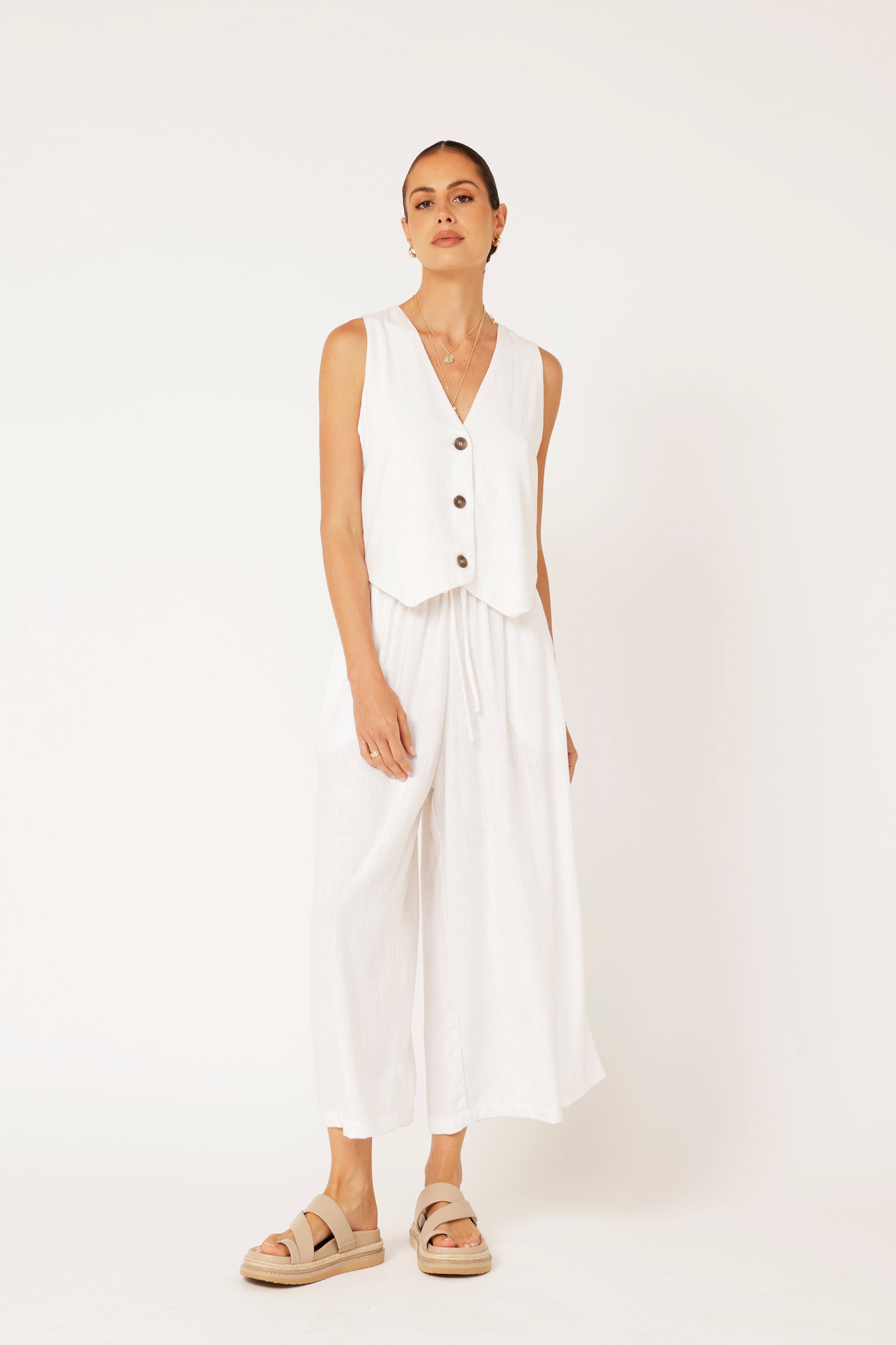 PRE_ORDER Vest | Off White | Linen Viscose - Saffron Road