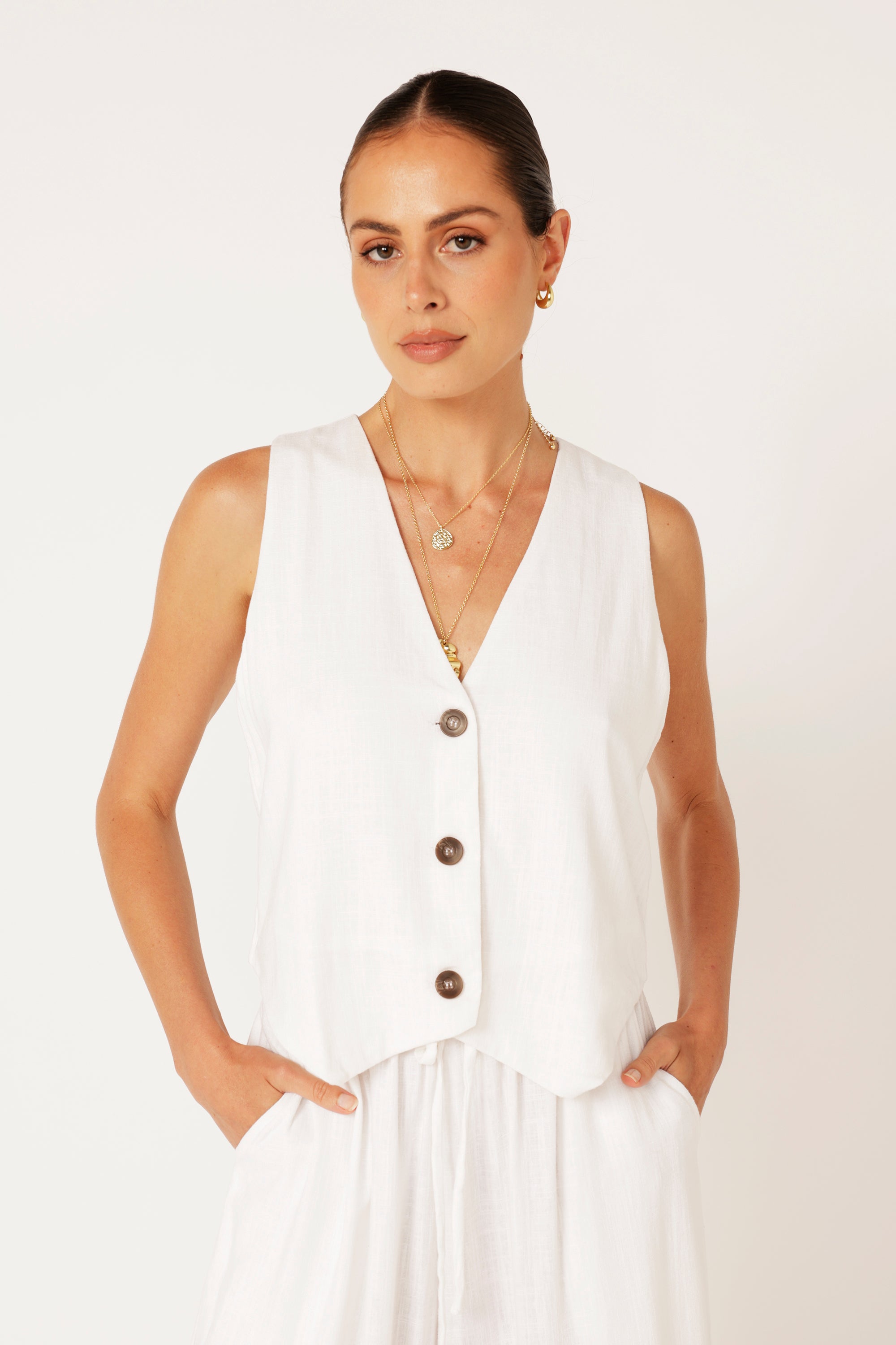 PRE_ORDER Vest | Off White | Linen Viscose - Saffron Road