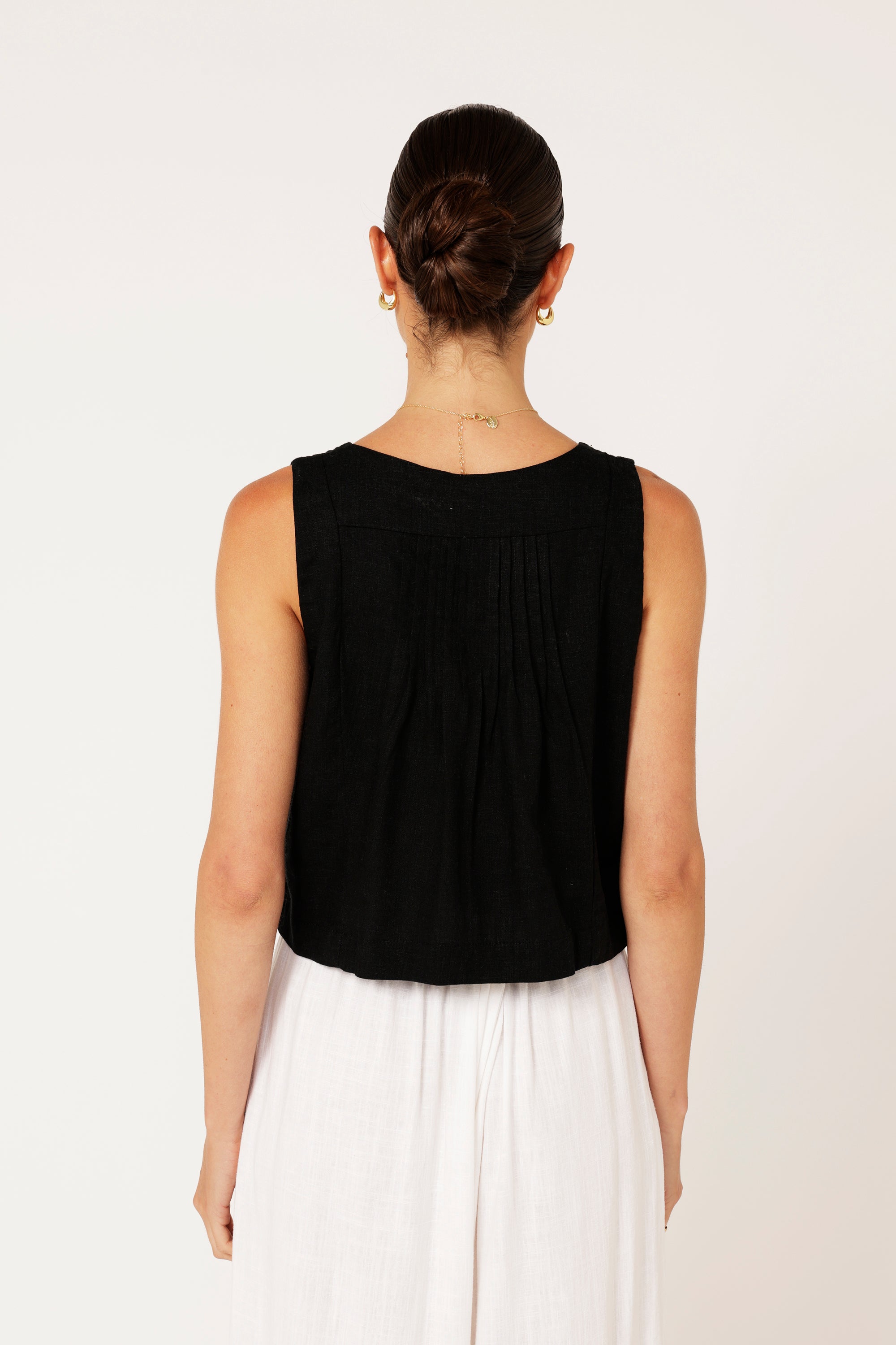 Lotus Tank | Black | Viscose Linen - Saffron Road