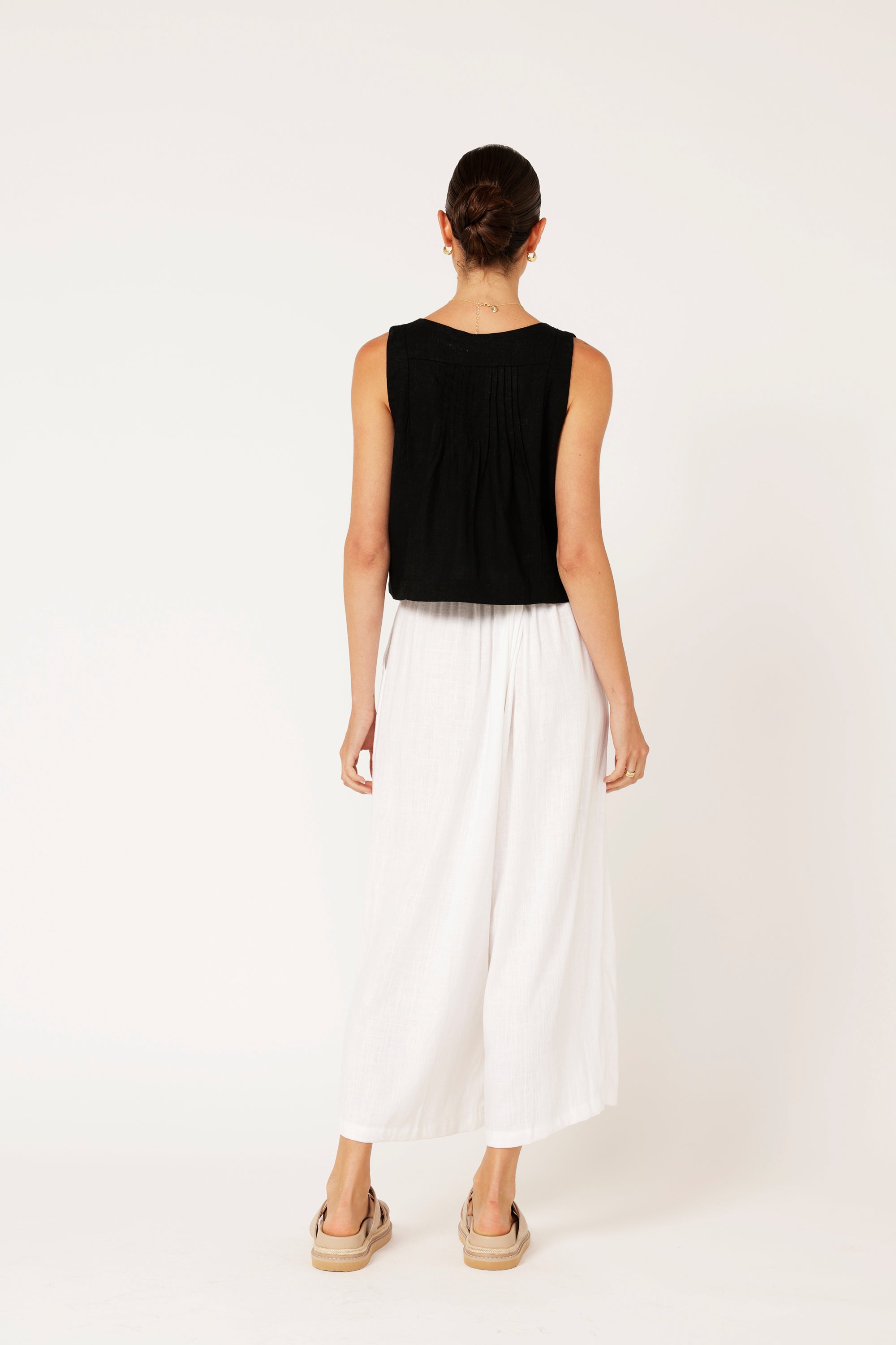 Lotus Tank | Black | Viscose Linen - Saffron Road