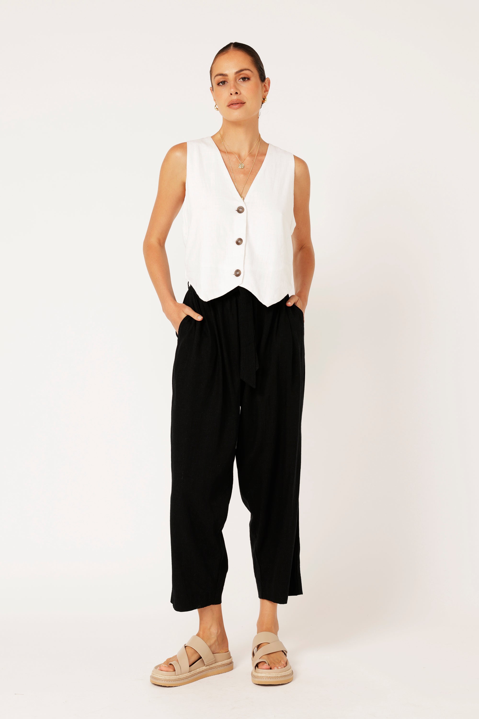 Roma Pant | Black | Viscose Linen - Saffron Road