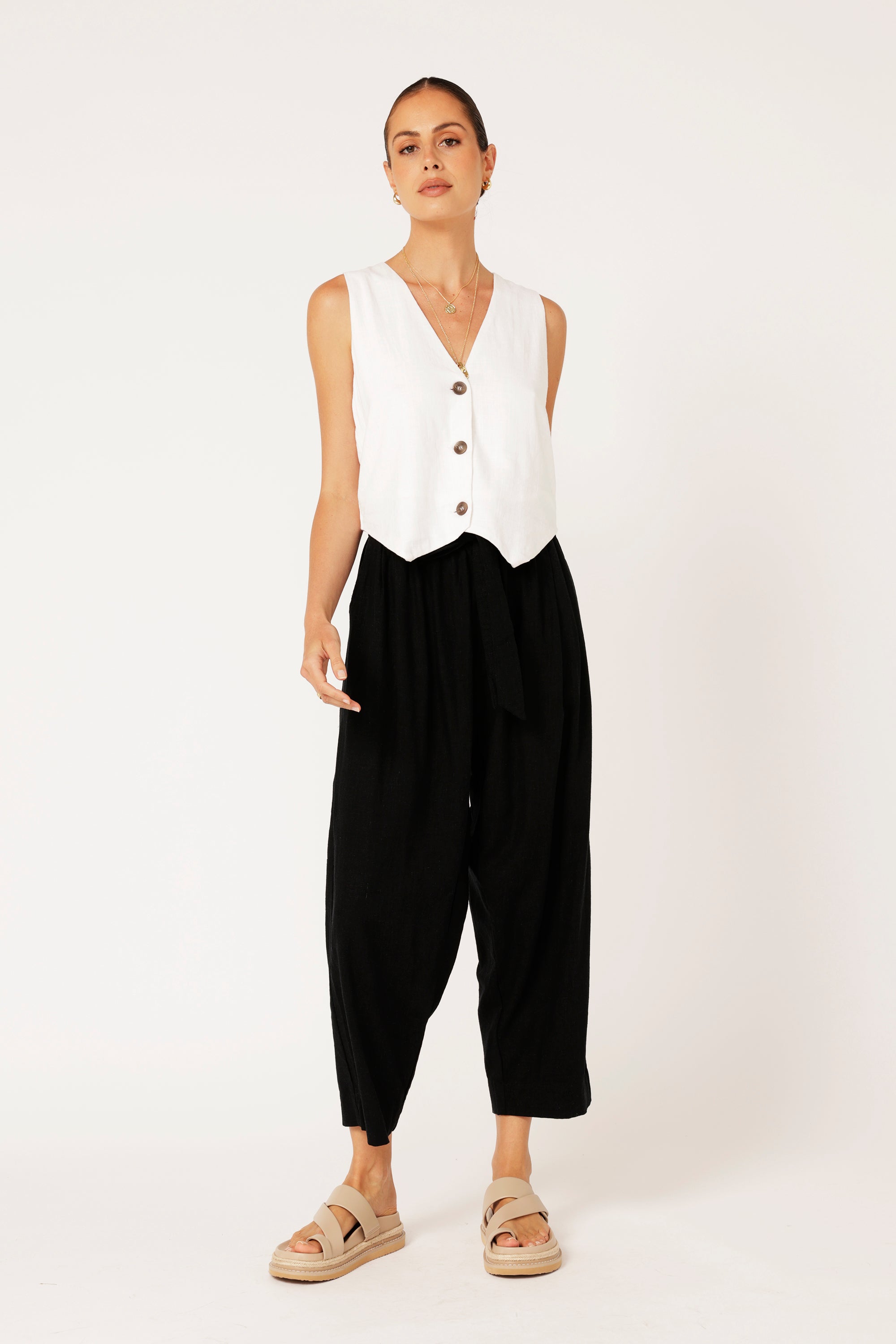 Roma Pant | Black | Viscose Linen - Saffron Road