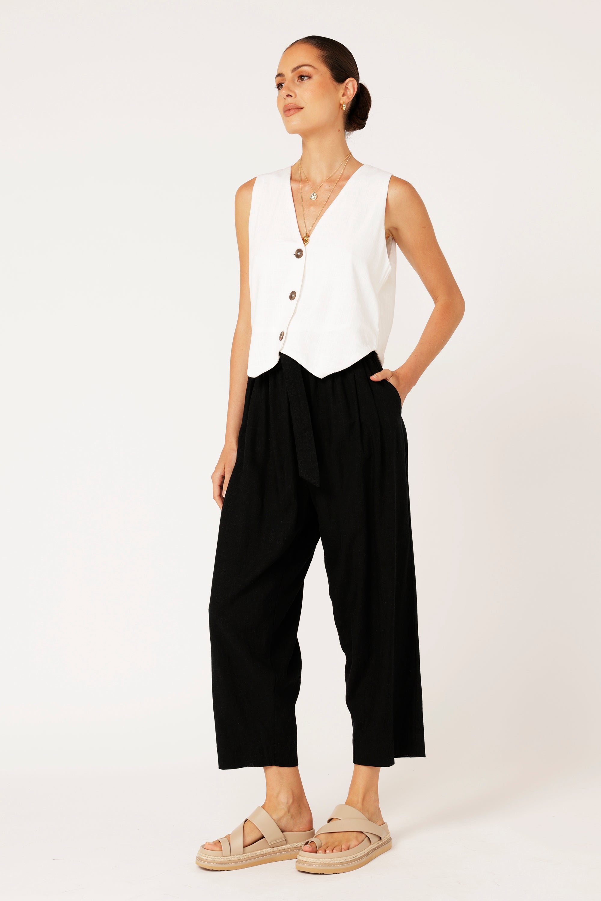 Roma Pant | Black | Viscose Linen - Saffron Road