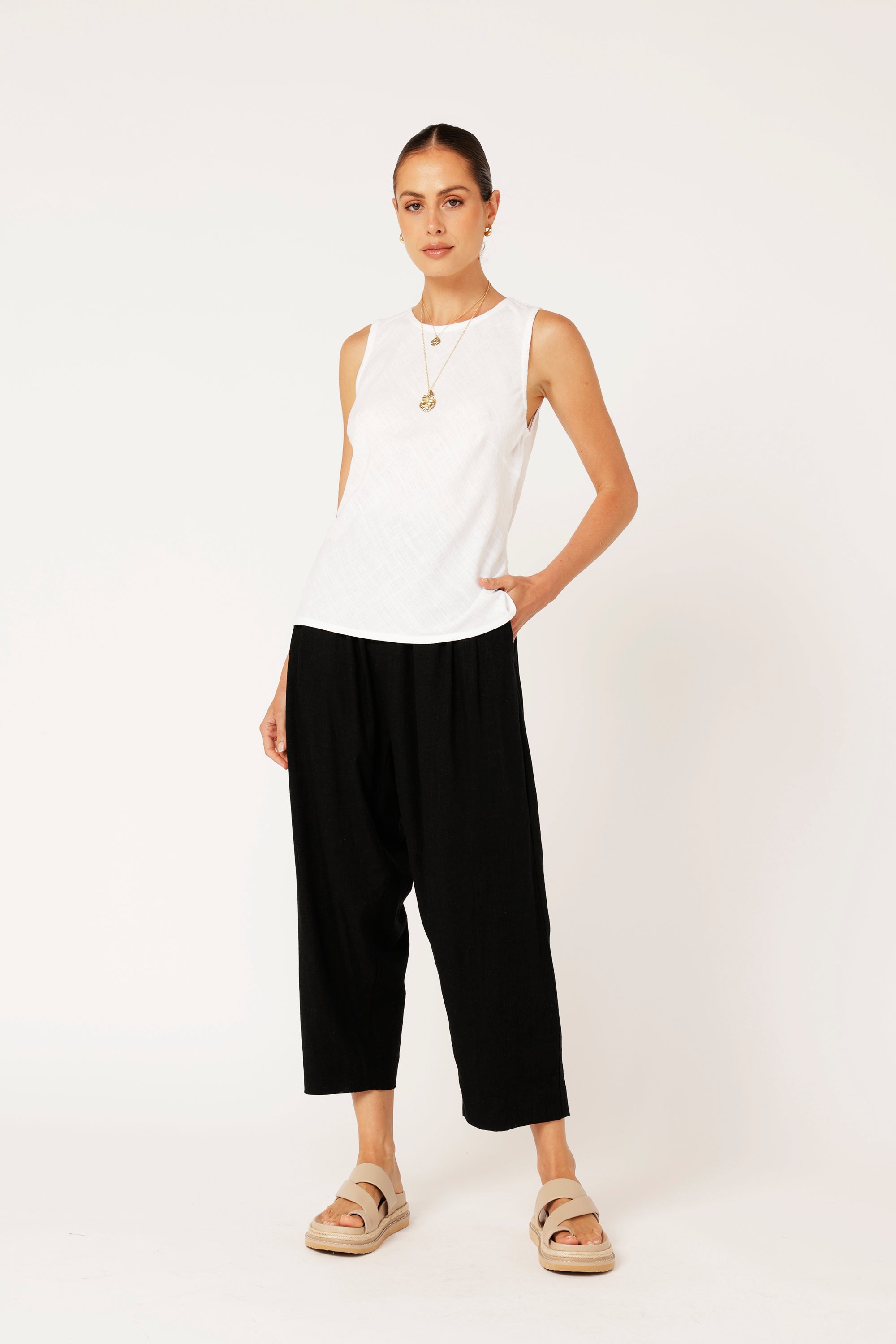 Roma Pant | Black | Viscose Linen - Saffron Road