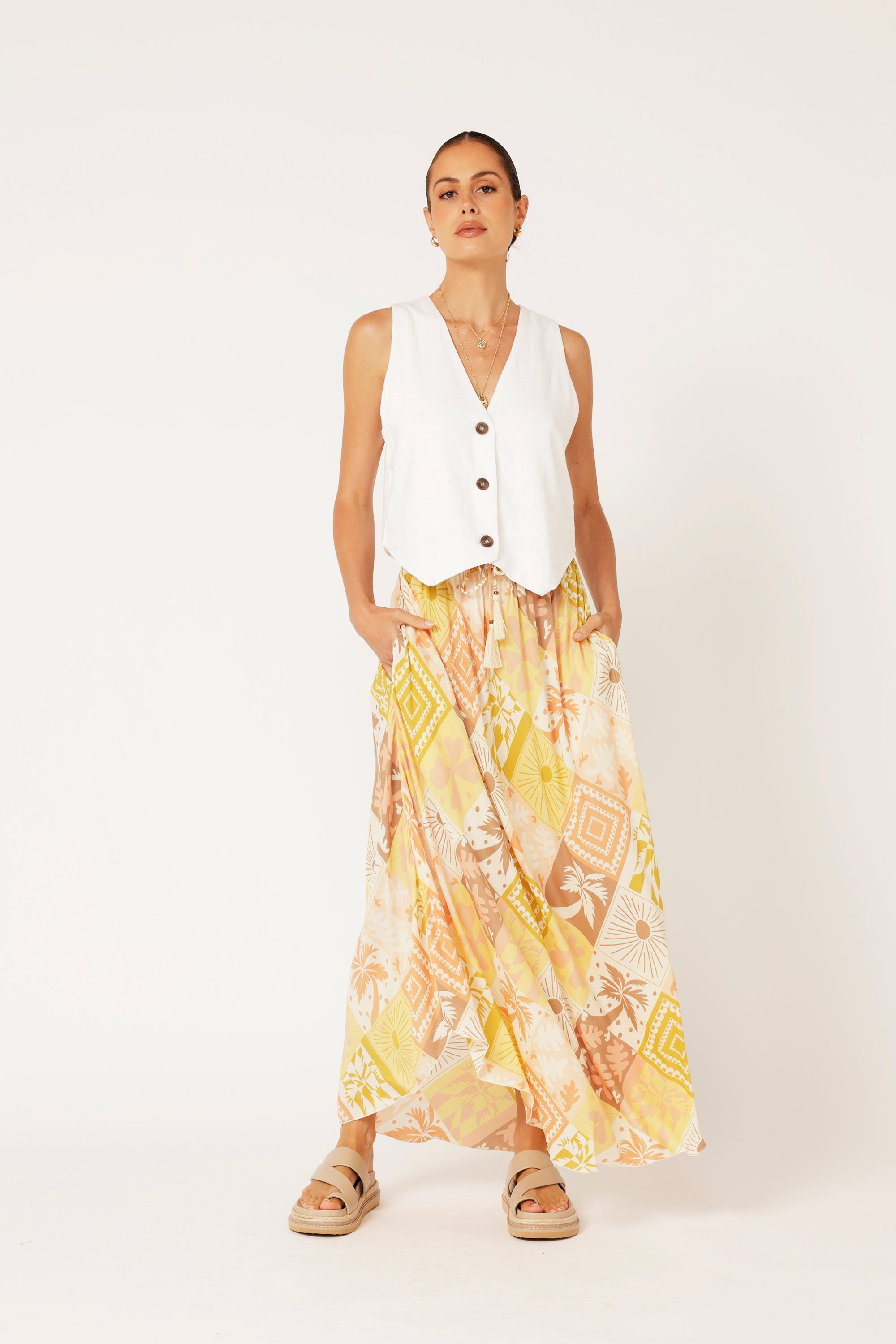 Elsa Skirt | Sunset Palm - Saffron Road