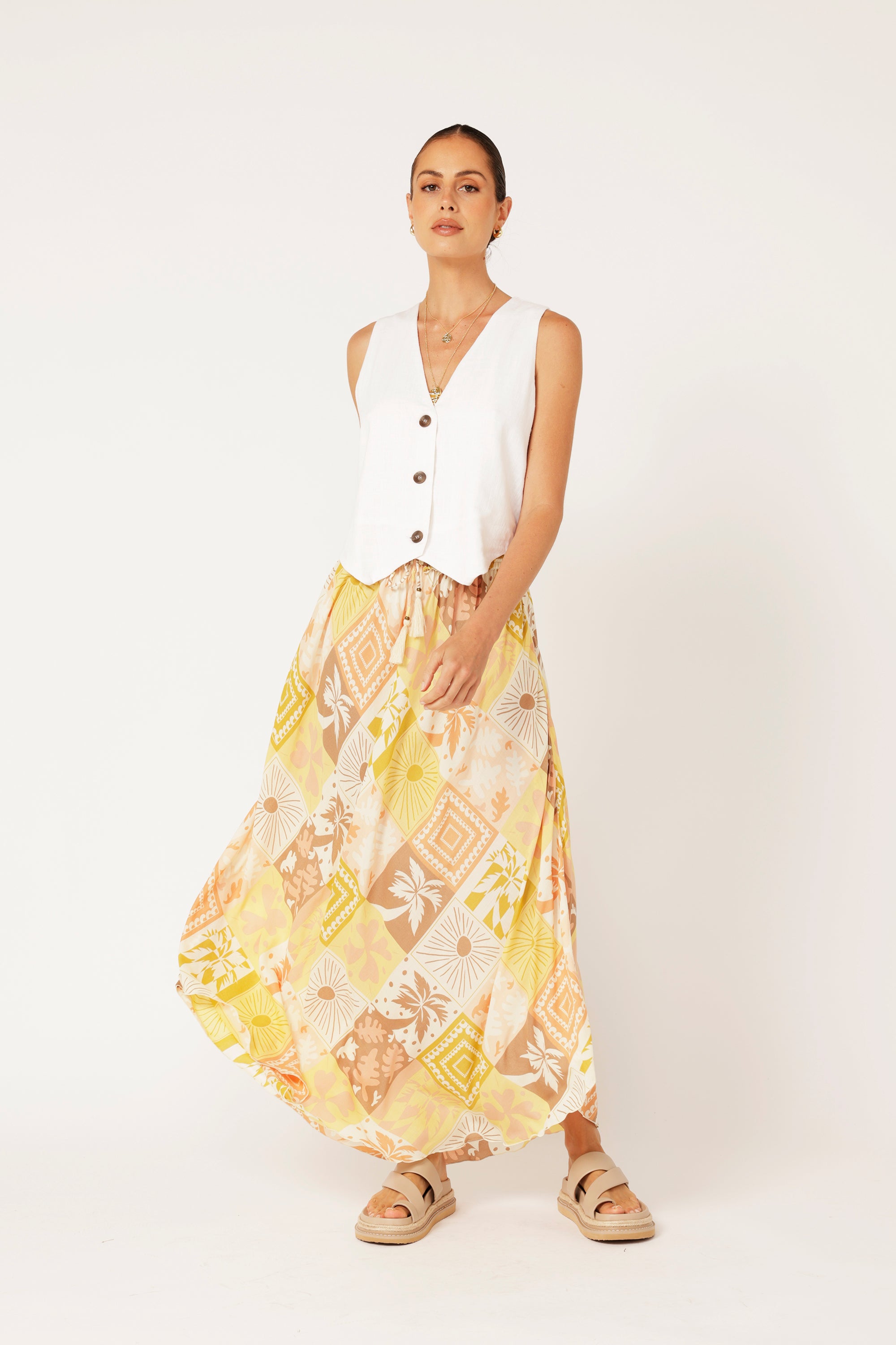 Elsa Skirt | Sunset Palm - Saffron Road