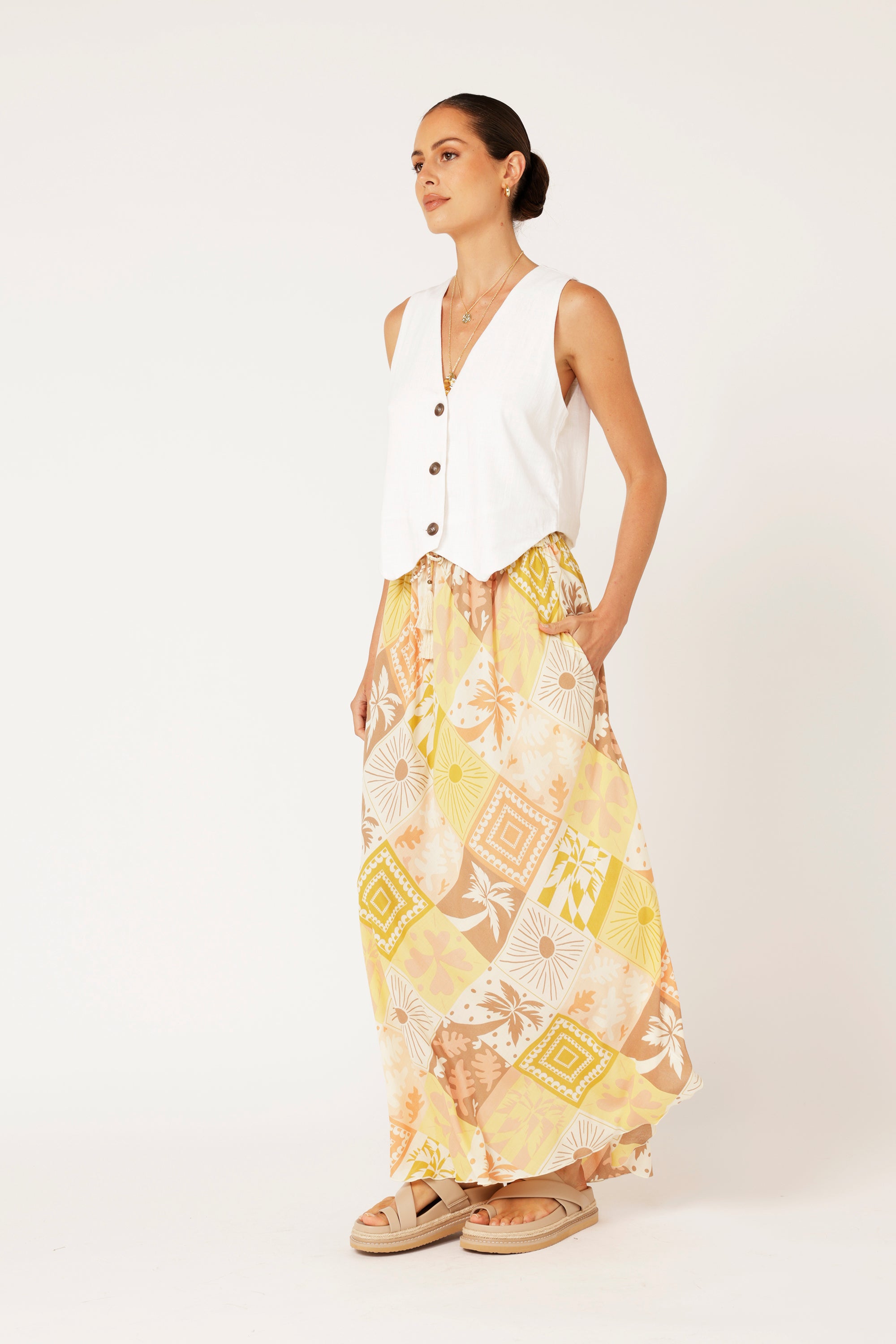 Elsa Skirt | Sunset Palm - Saffron Road