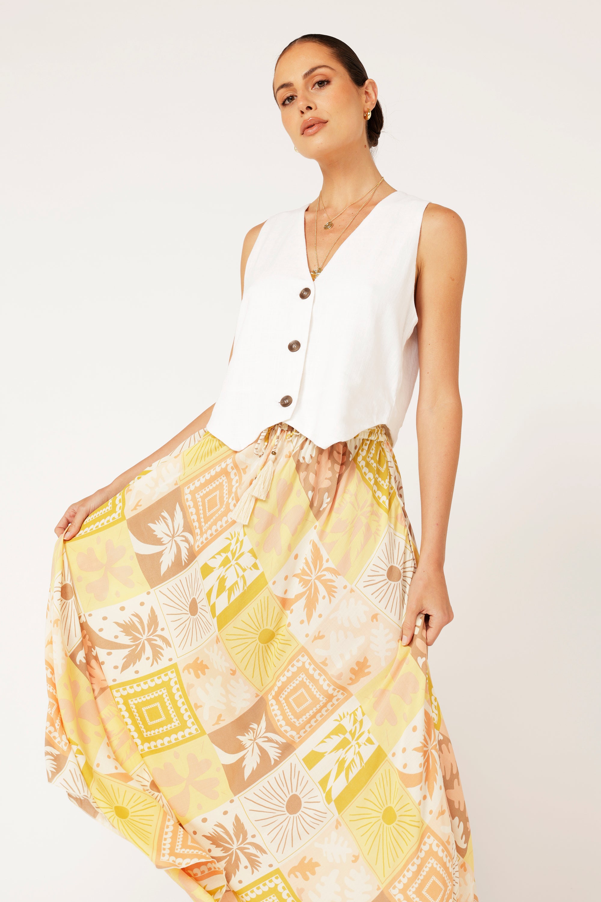 Elsa Skirt | Sunset Palm - Saffron Road