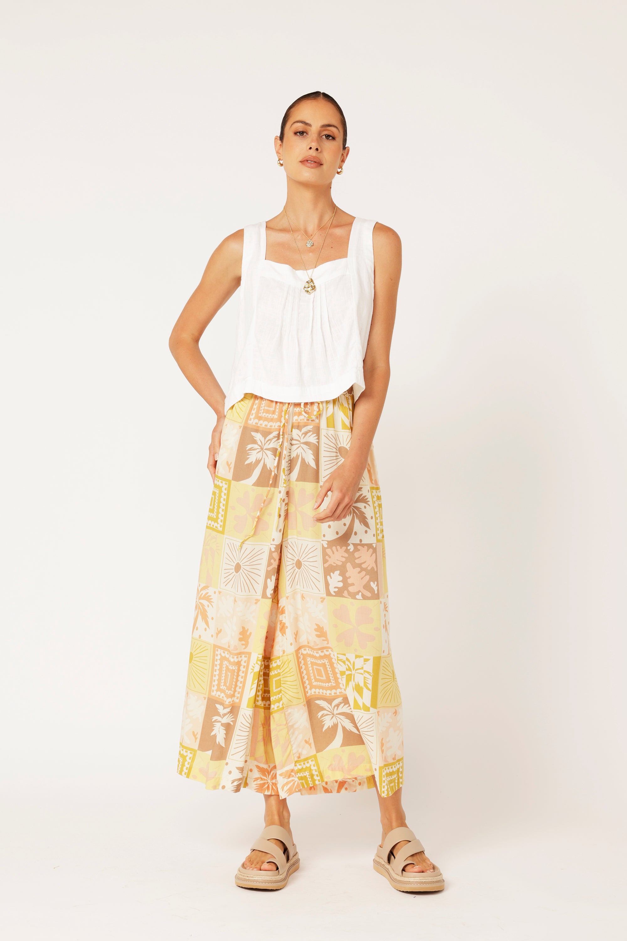 Palazzo Pant (Cropped) | Sunset Palm - Saffron Road