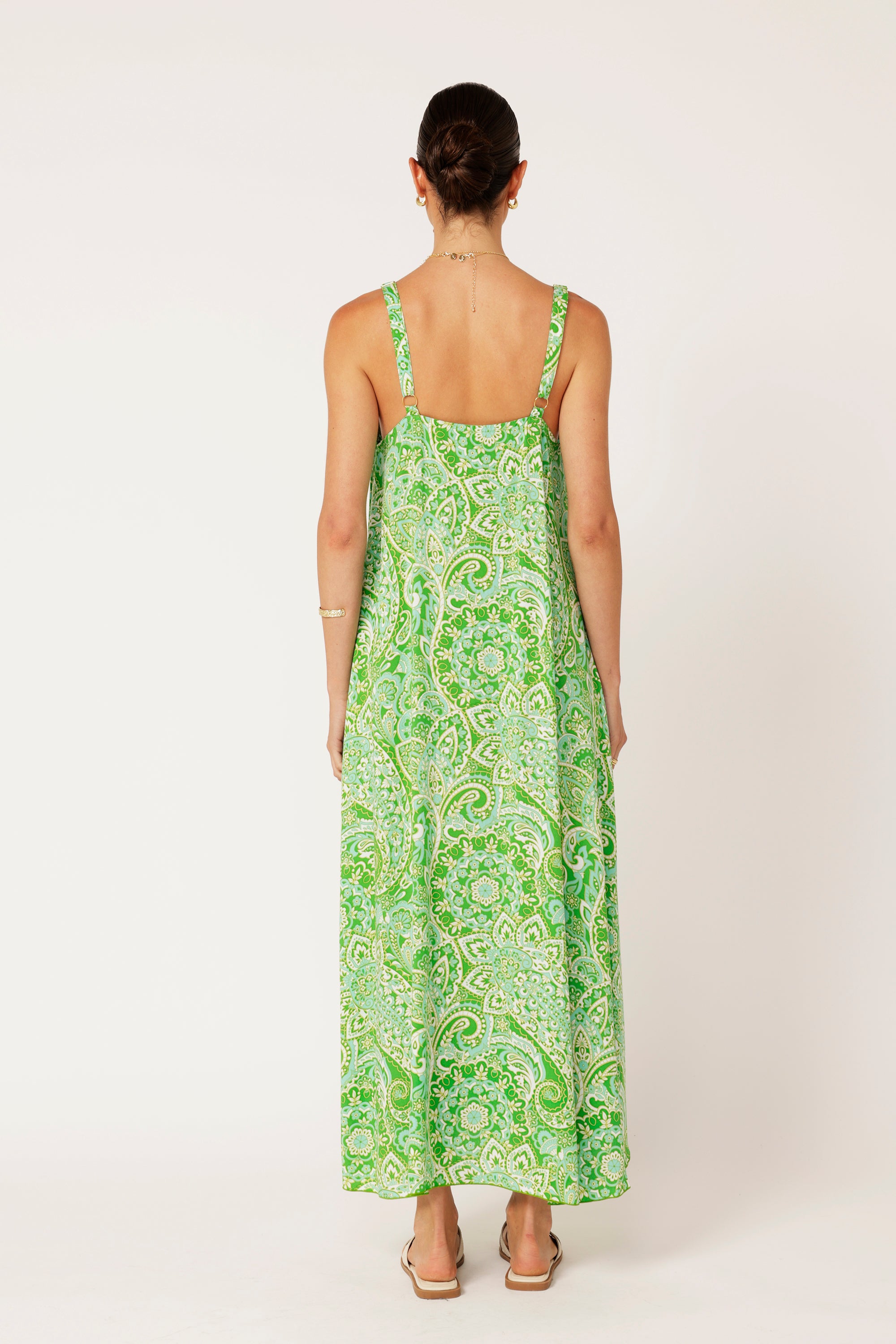 A-line Slip Dress | Lime Paisley - Saffron Road