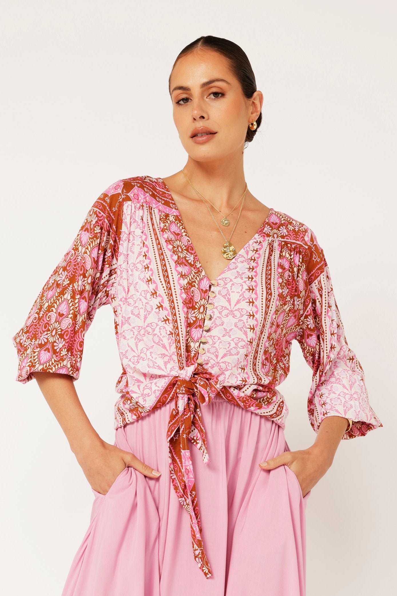 Jasmine Tie Top | Rose Tapestry - Saffron Road