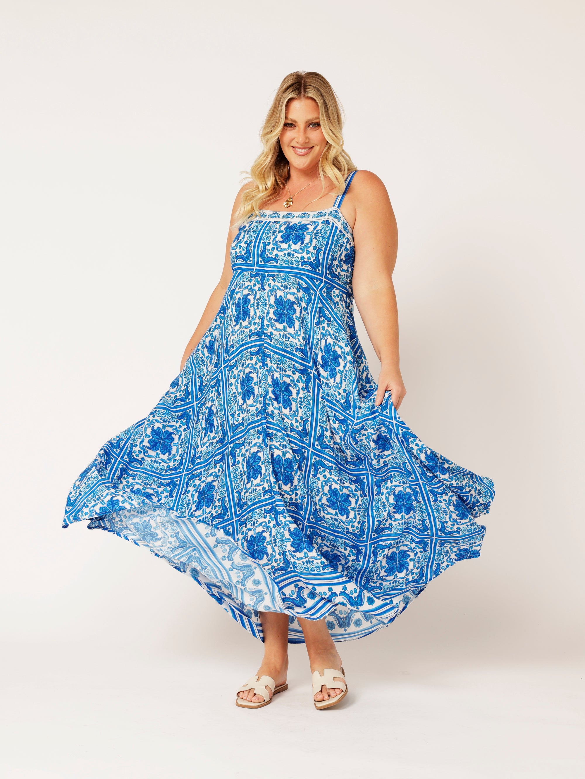 Positano Dress | Amalfi Blue - Saffron Road