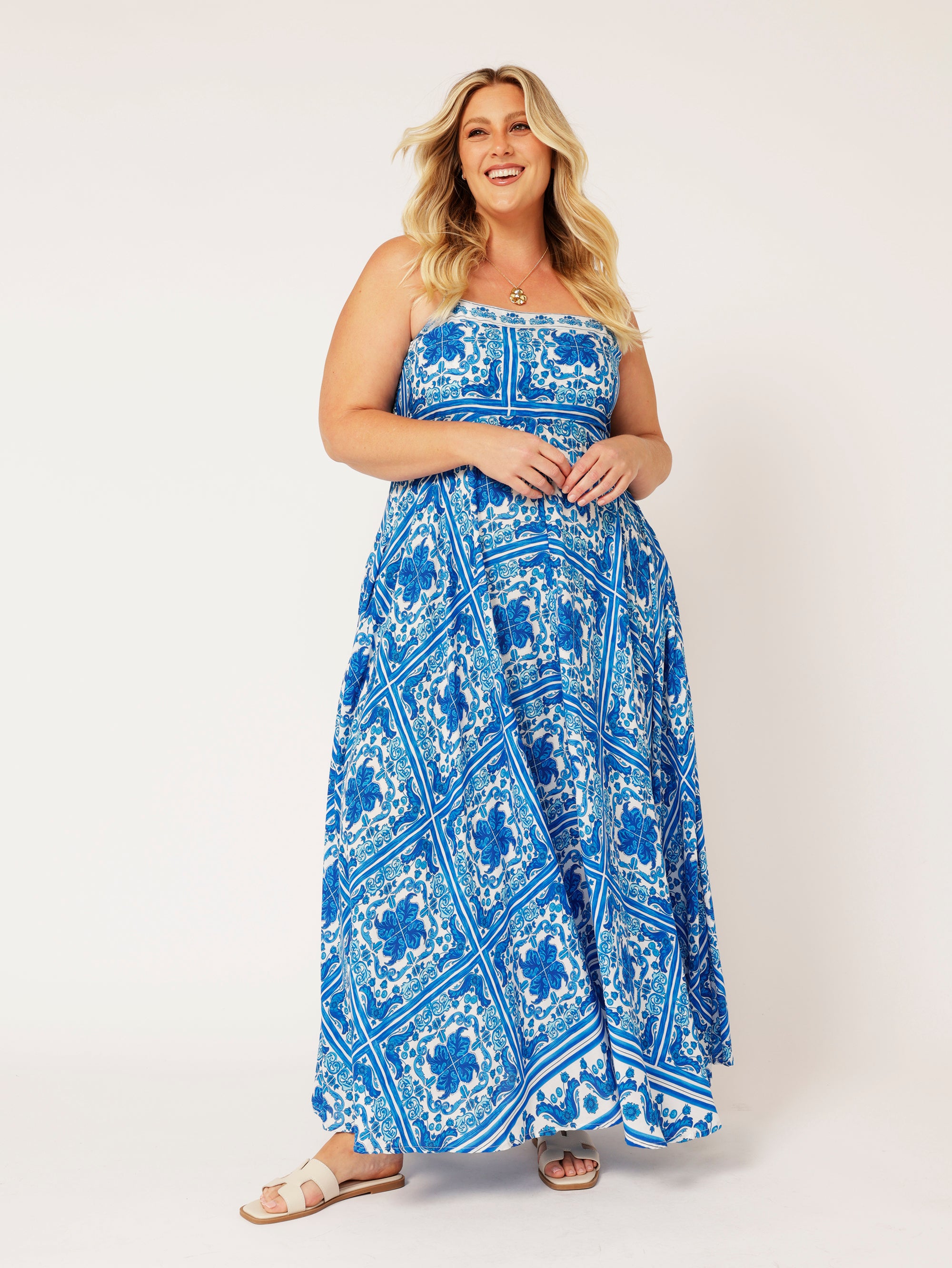 Positano Dress | Amalfi Blue - Saffron Road