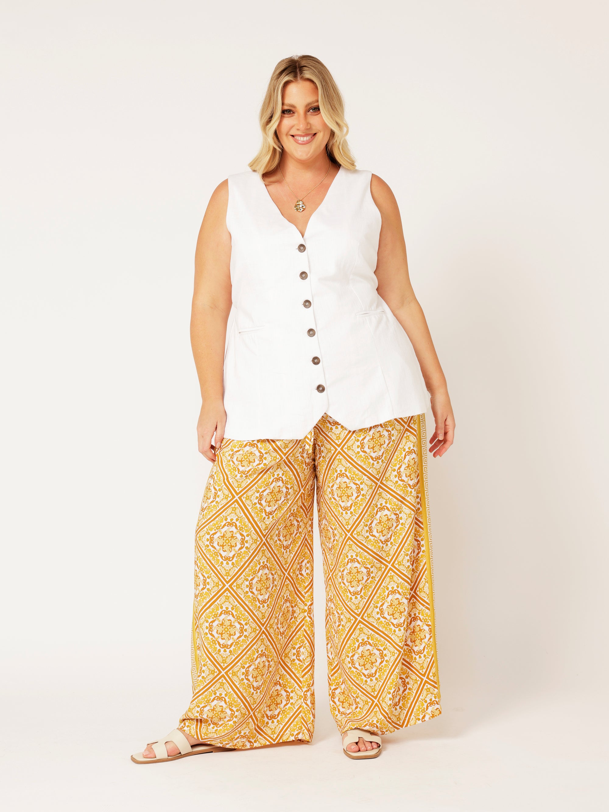 Border Pant | Golden Tile - Saffron Road