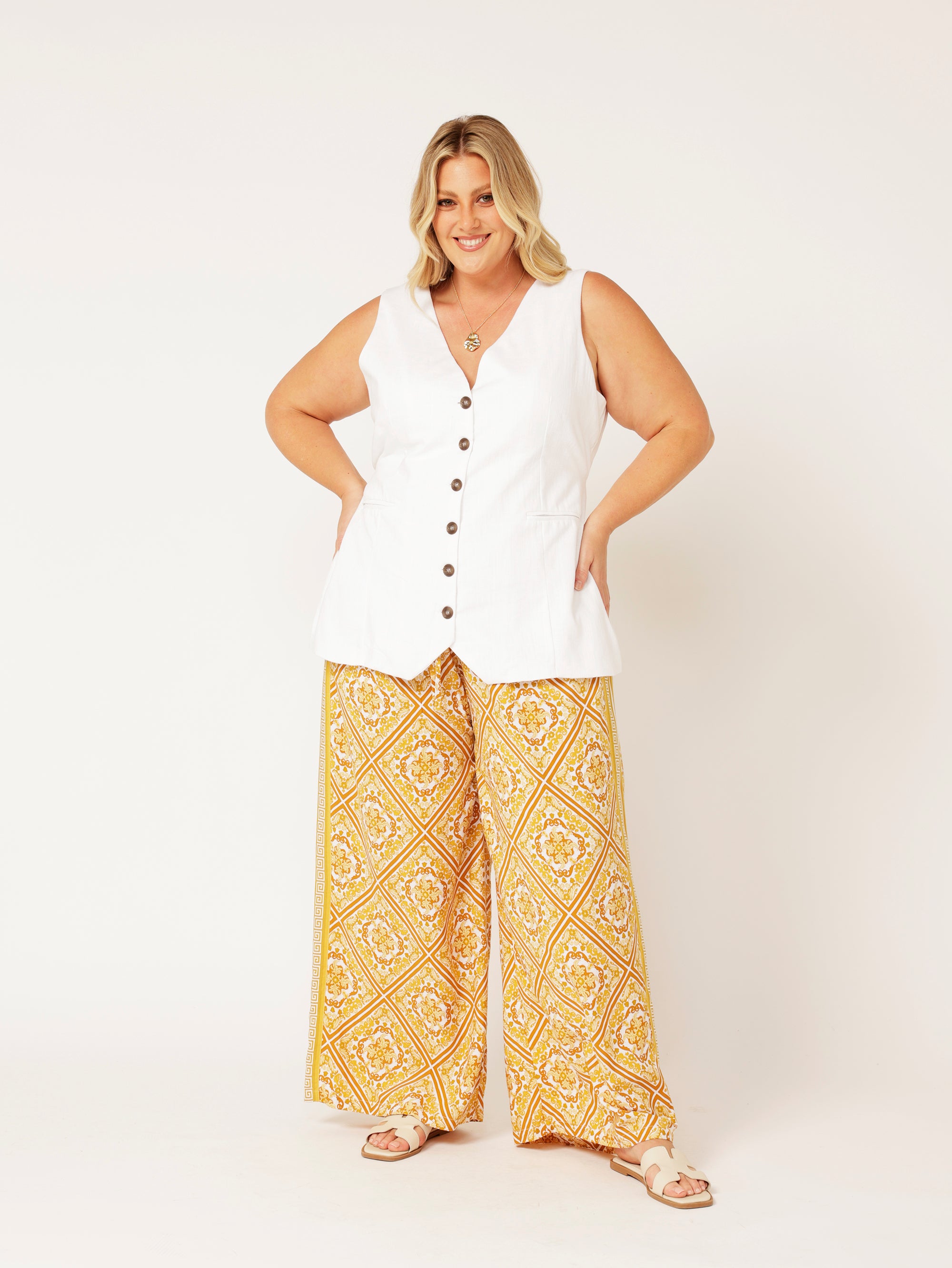 Border Pant | Golden Tile - Saffron Road