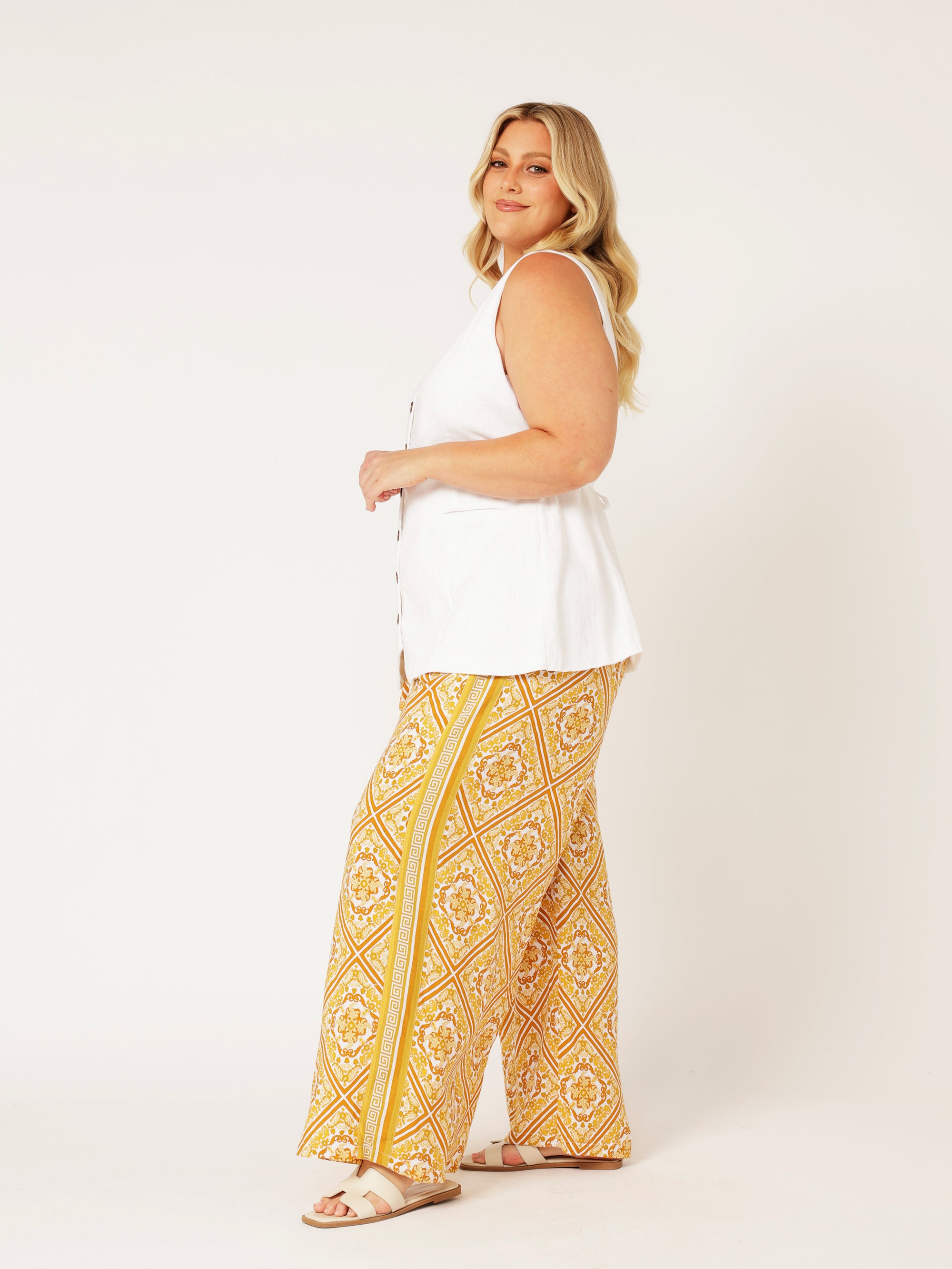 Border Pant | Golden Tile - Saffron Road