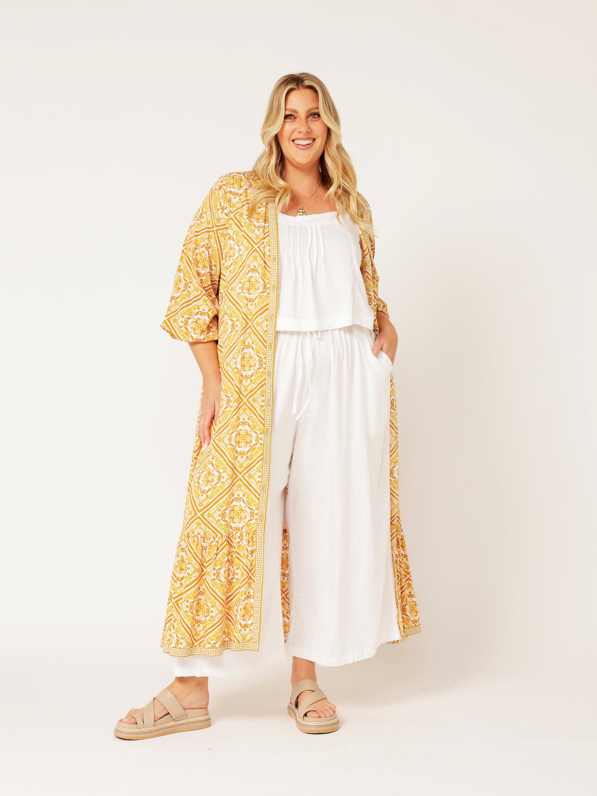 Bentley Shirt Dress MAXI | Golden Tile - Saffron Road