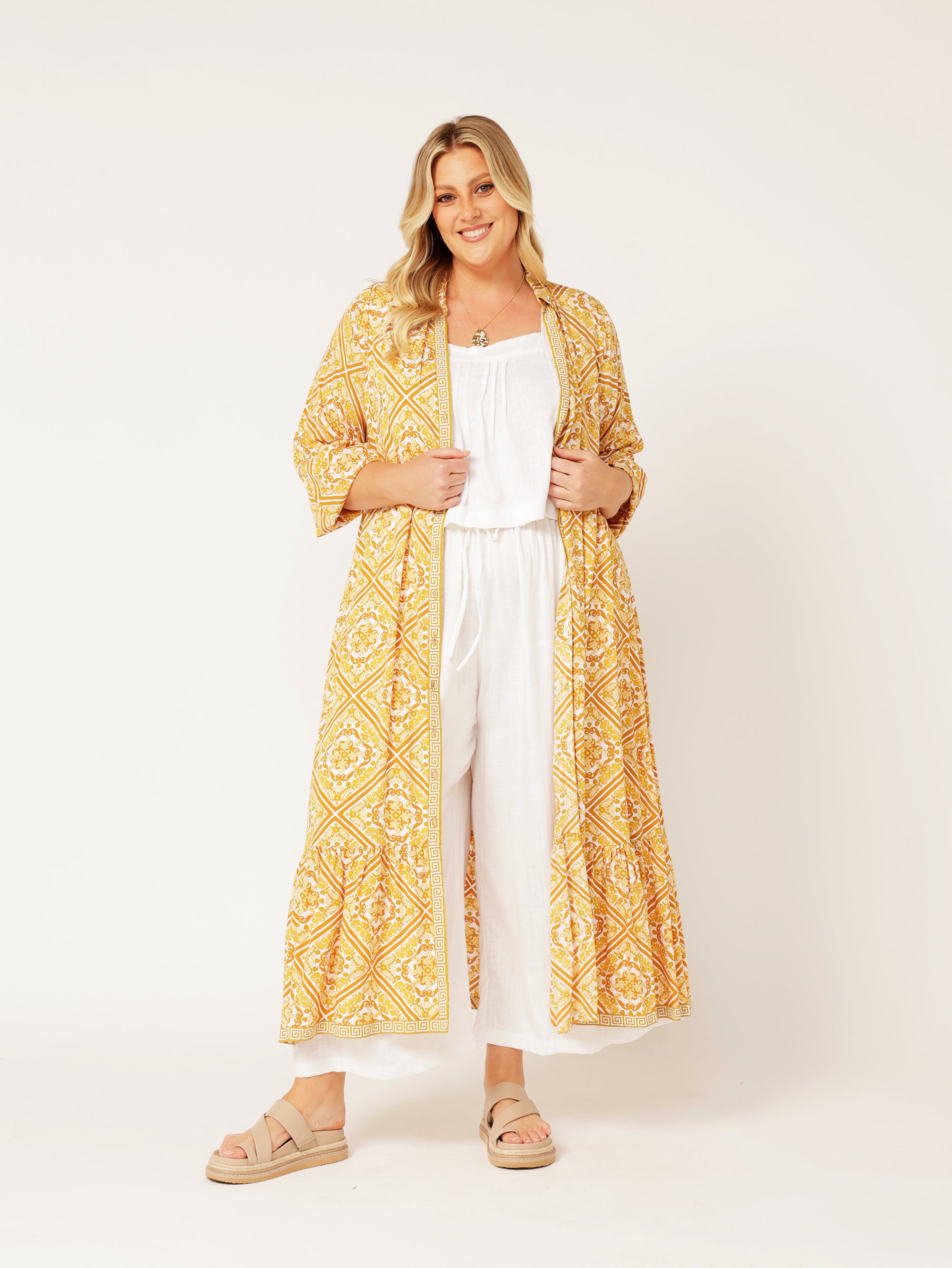 Bentley Shirt Dress MAXI | Golden Tile - Saffron Road