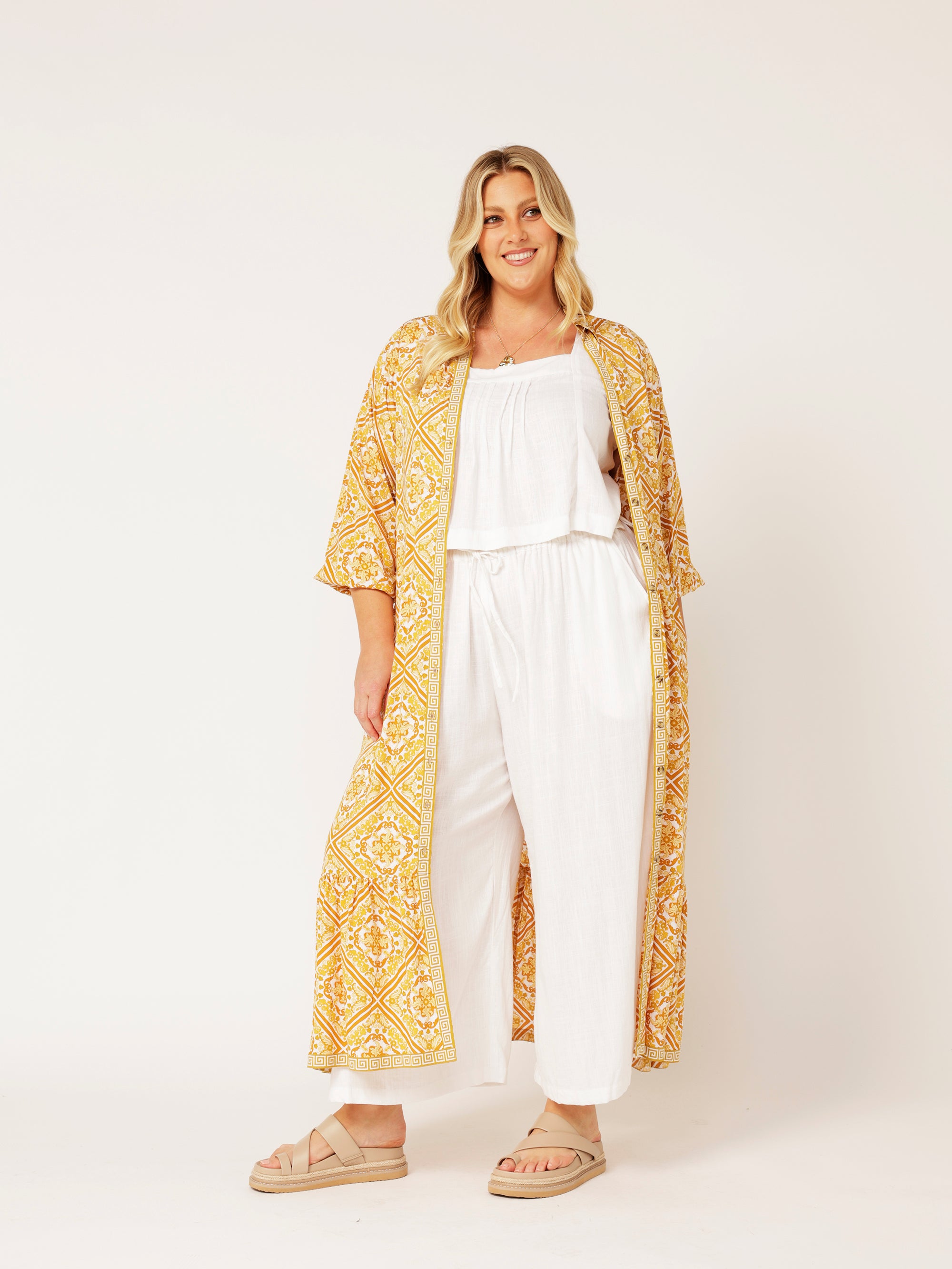 Bentley Shirt Dress MAXI | Golden Tile - Saffron Road