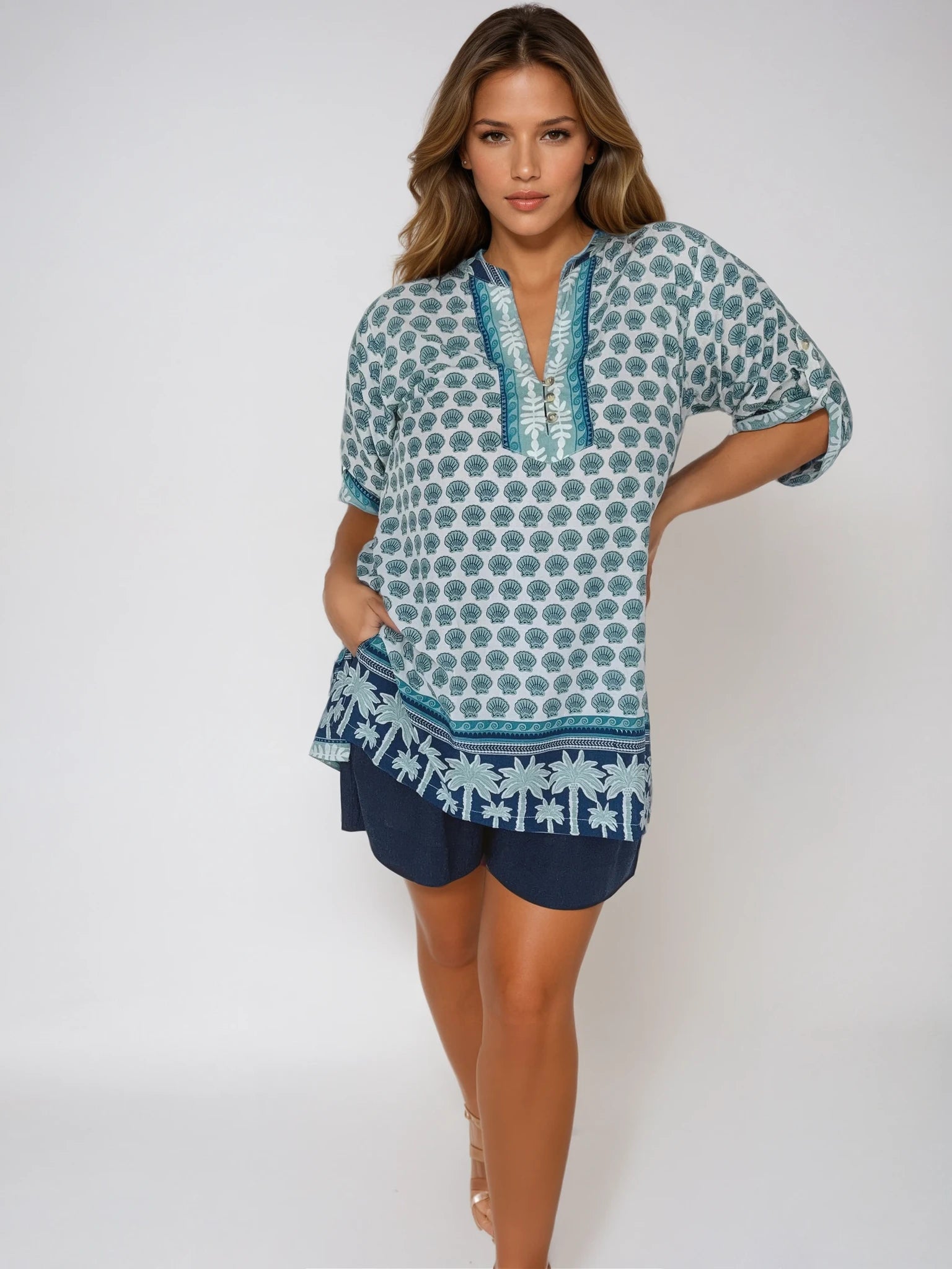 Caftan Blouse | Marine Blue - Saffron Road