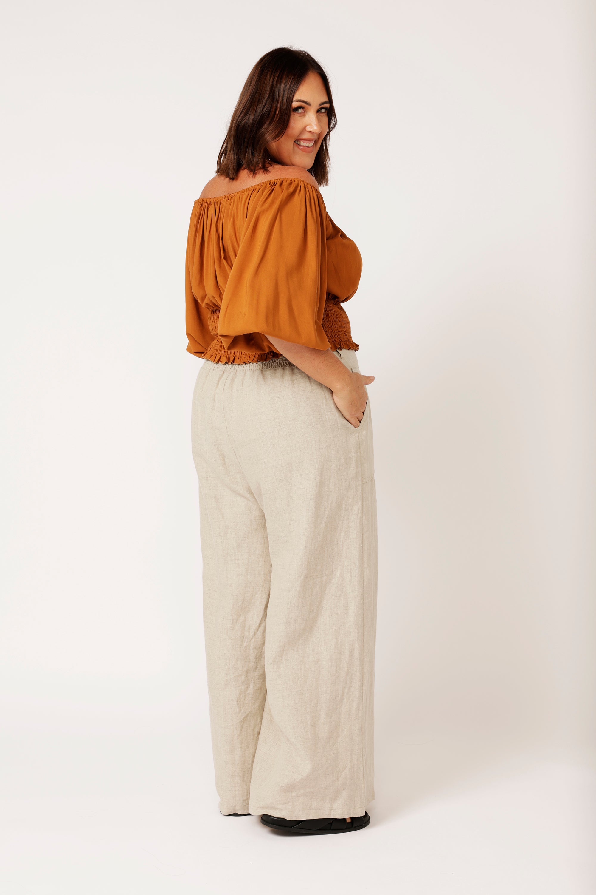 UO Amelie Linen Printed Pant
